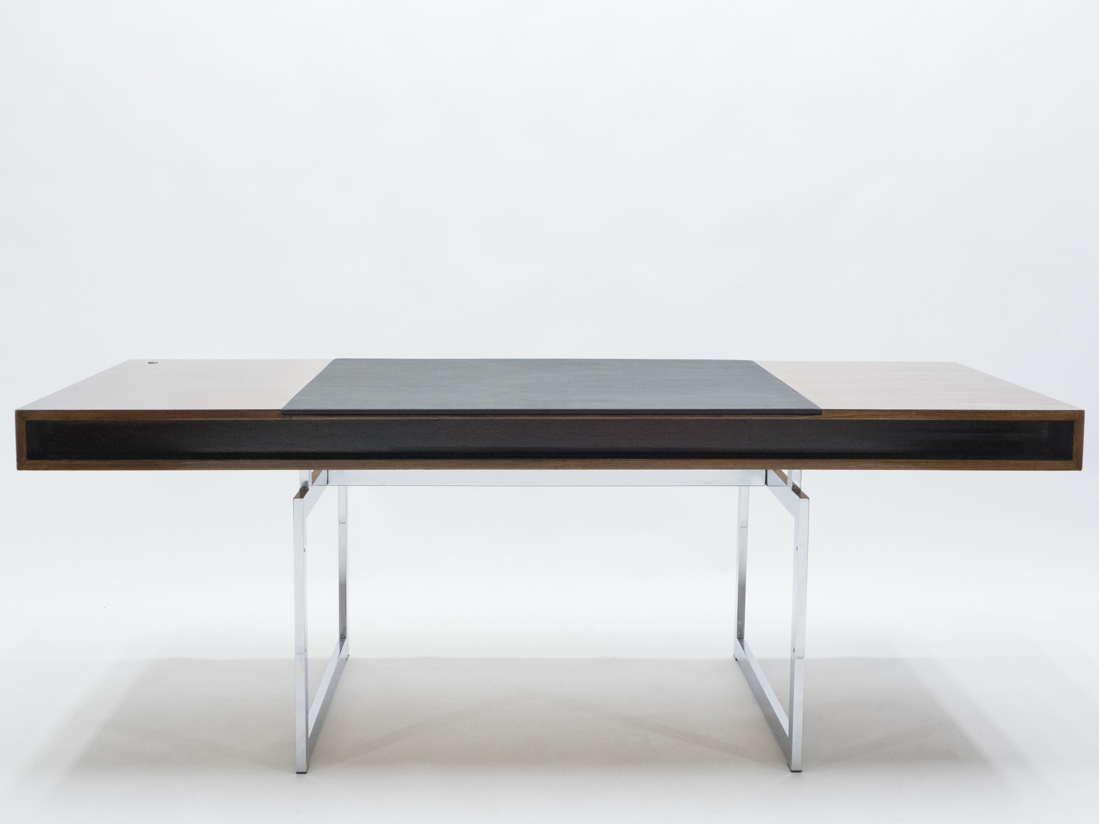 Unique Bodil Kjaer Rosewood chrome desk E. Pedersen & Søn Denmark 1960s