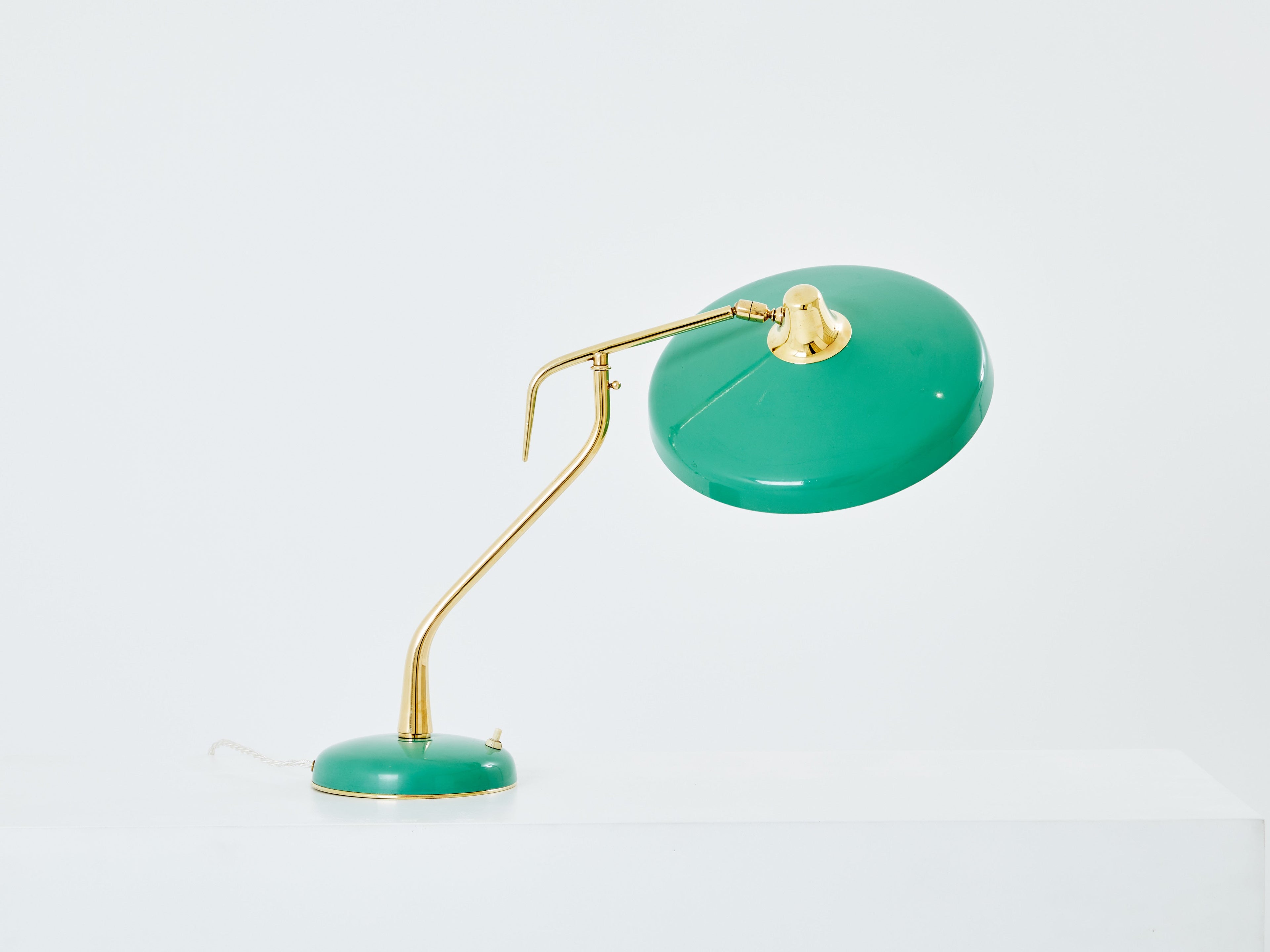 Oscar Torlasco for Stilux Milano table lamp green metal brass 1950s