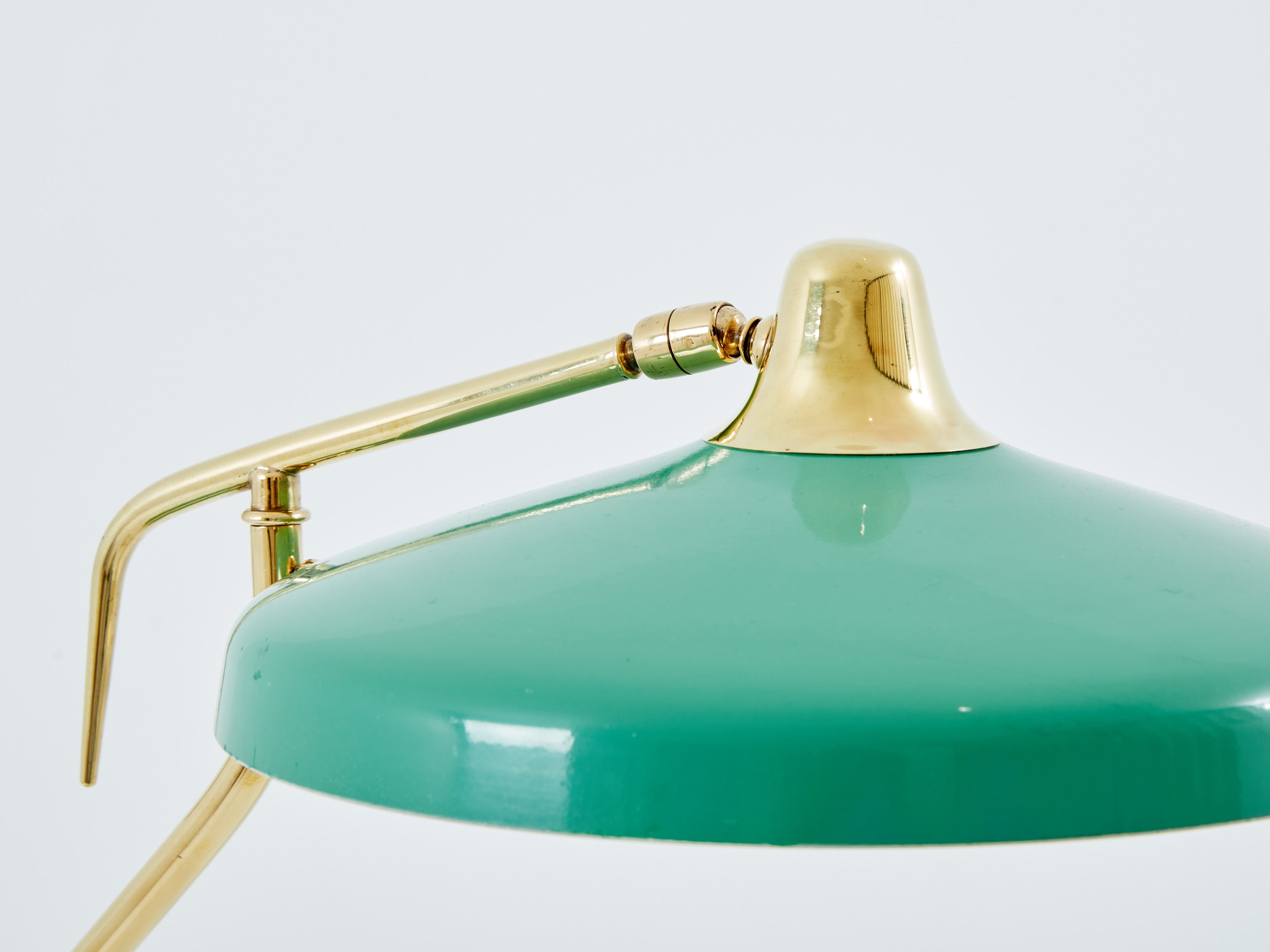 Oscar Torlasco for Stilux Milano table lamp green metal brass 1950s