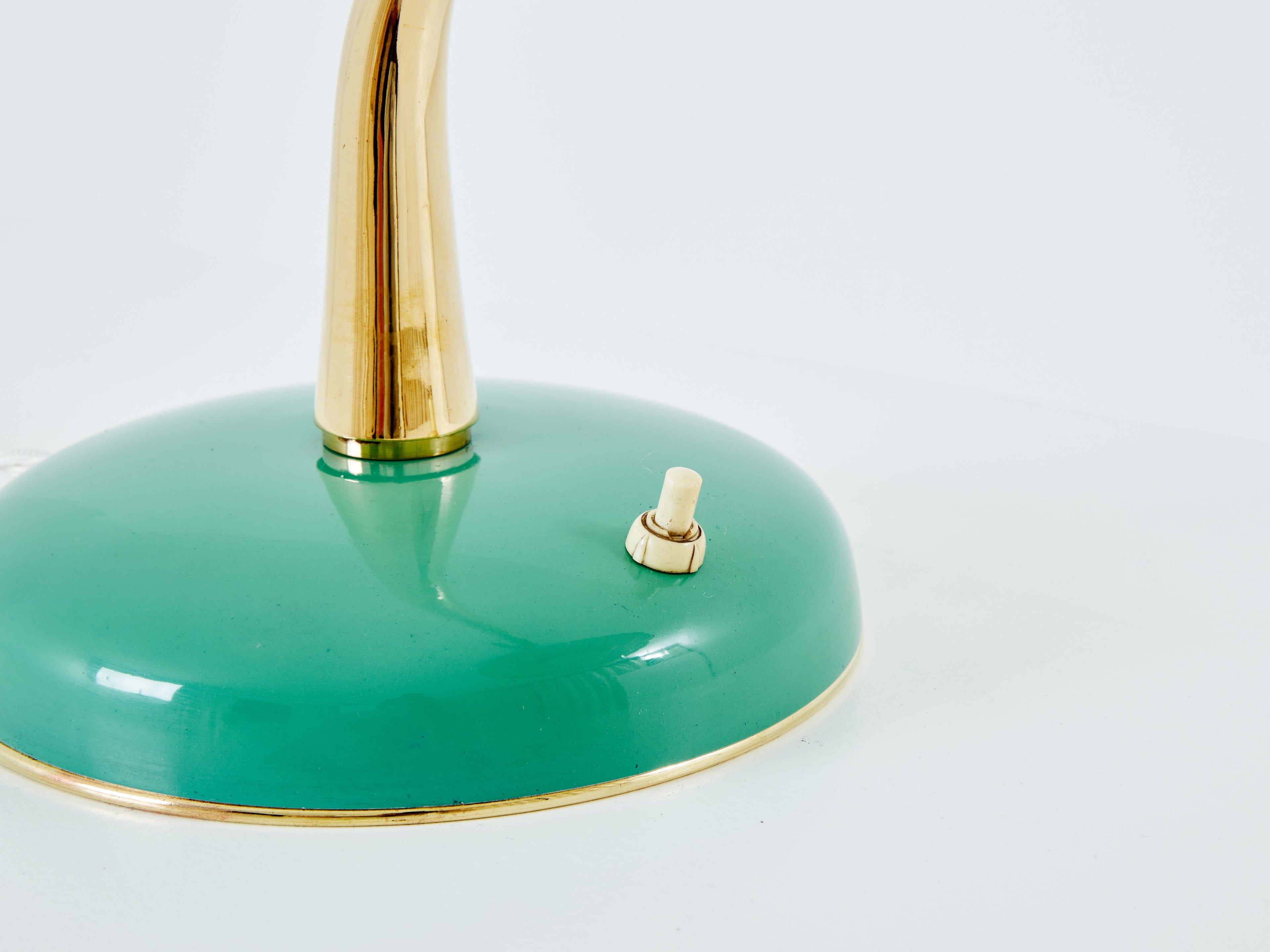 Oscar Torlasco for Stilux Milano table lamp green metal brass 1950s