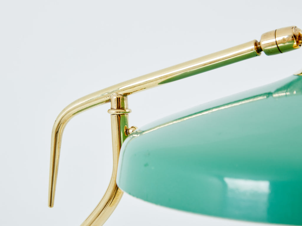 Oscar Torlasco for Stilux Milano table lamp green metal brass 1950s