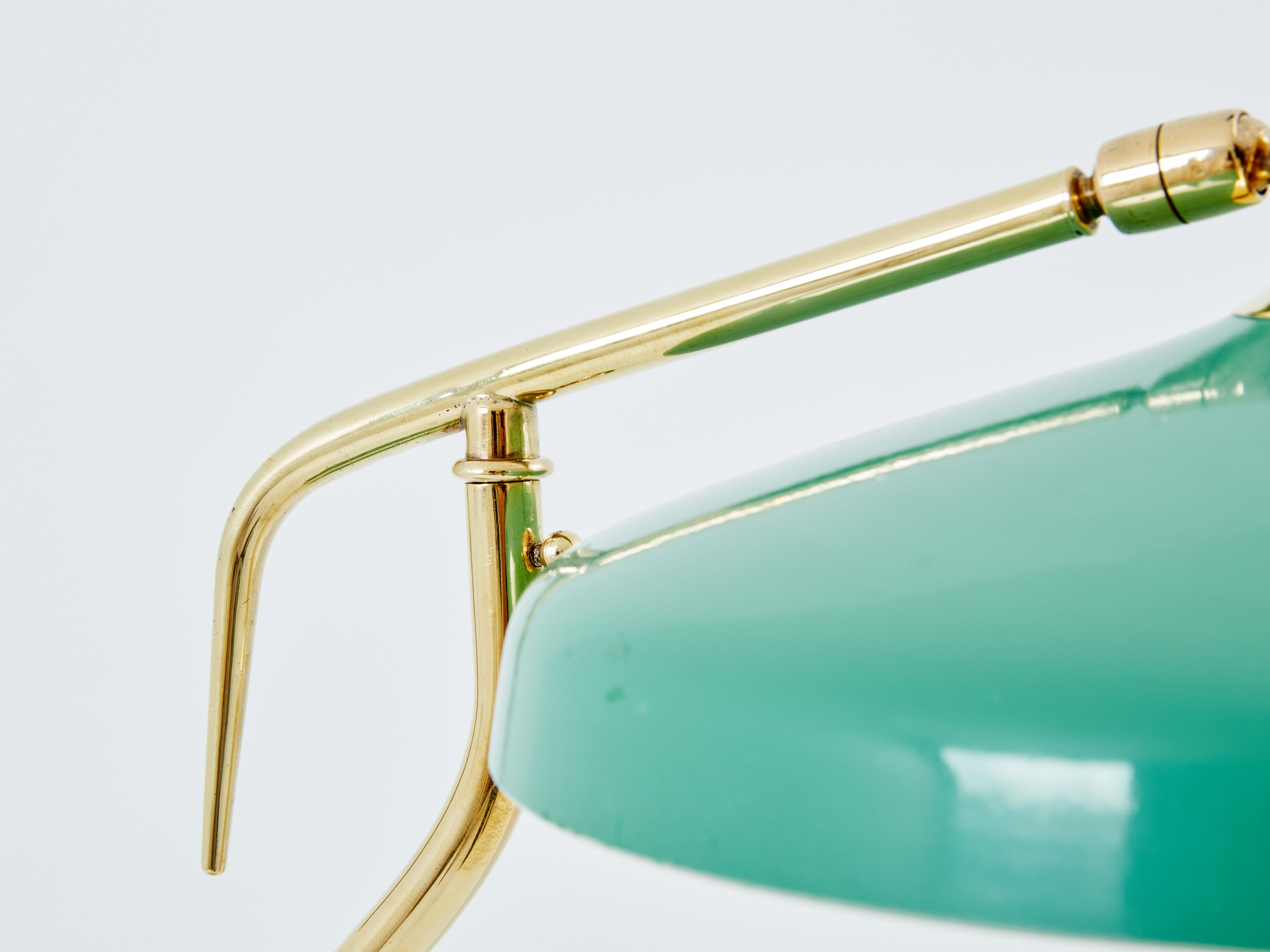 Oscar Torlasco for Stilux Milano table lamp green metal brass 1950s