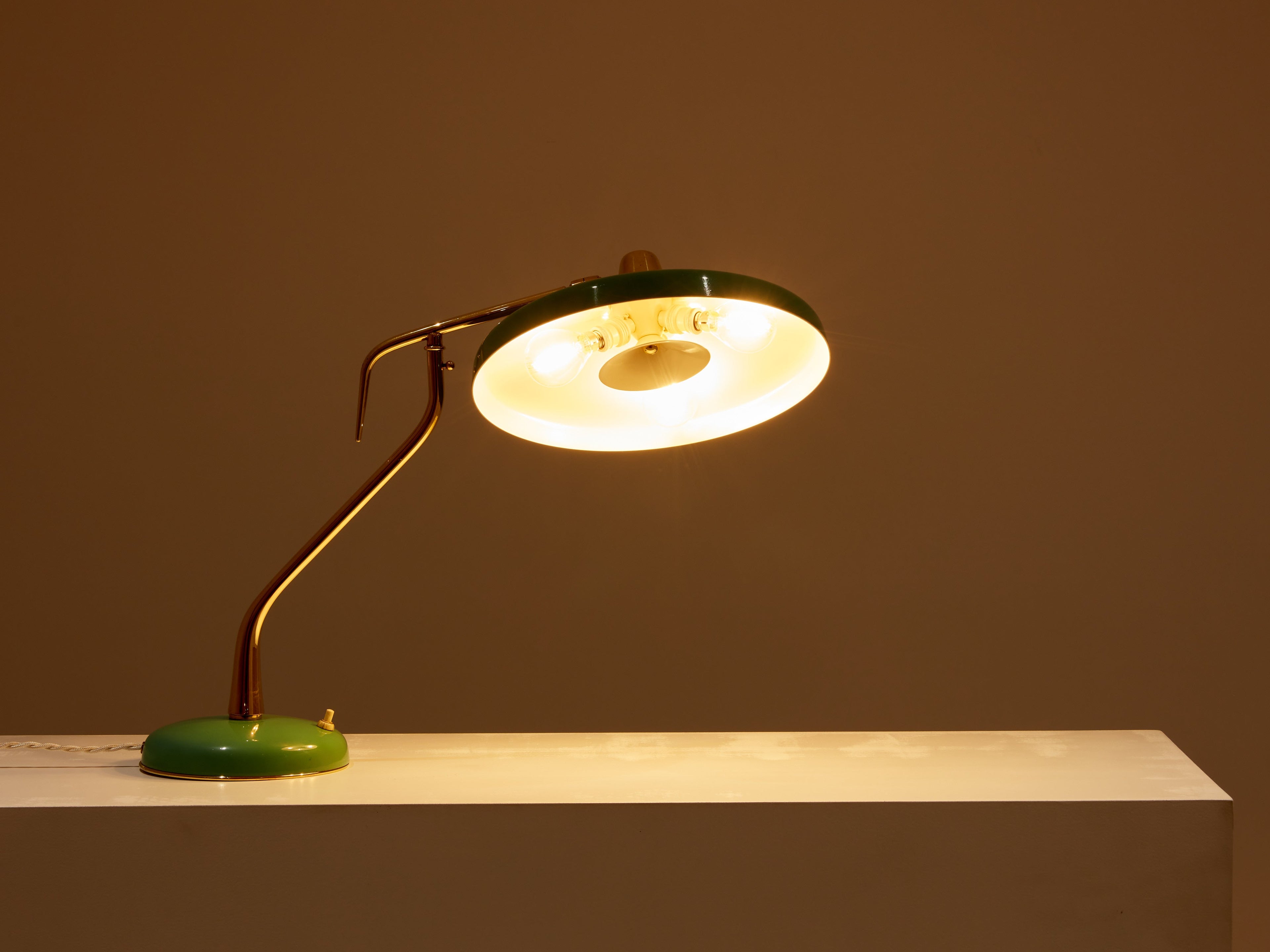 Oscar Torlasco for Stilux Milano table lamp green metal brass 1950s