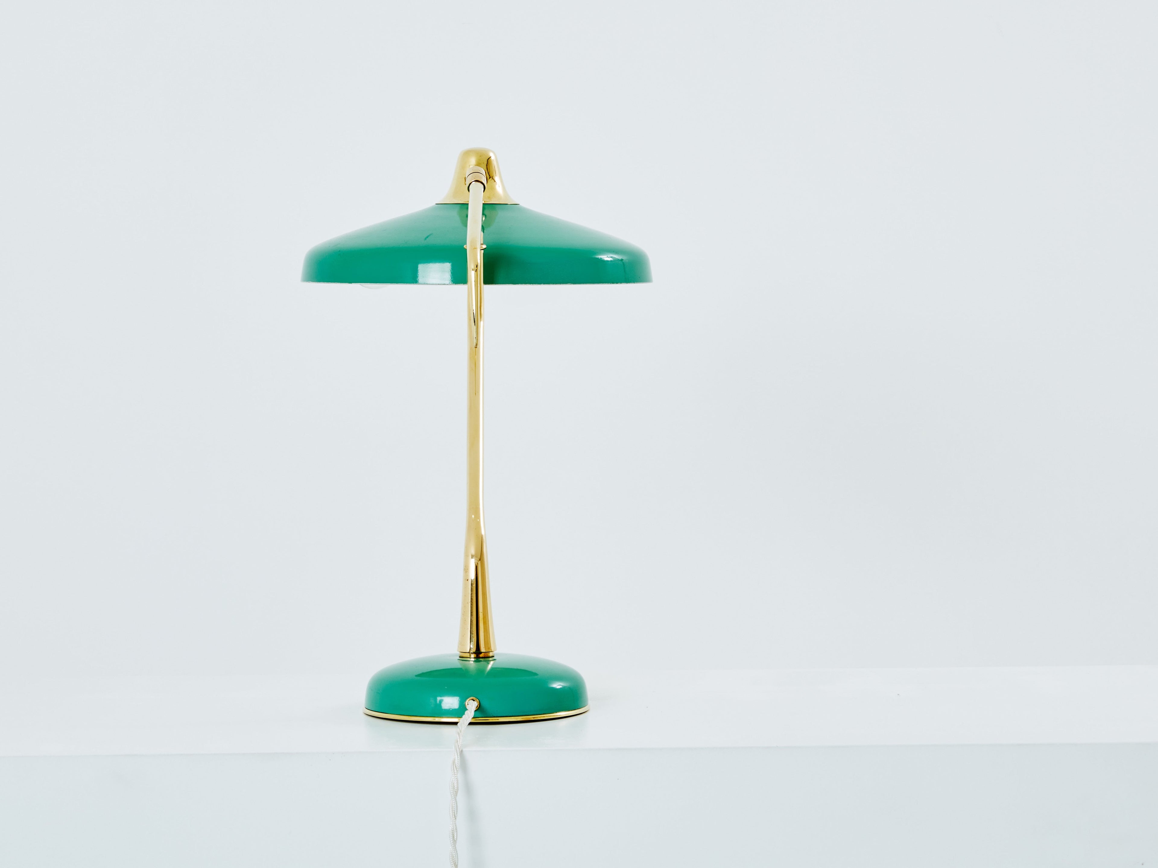 Oscar Torlasco for Stilux Milano table lamp green metal brass 1950s