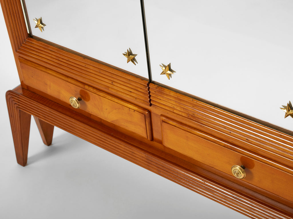 Osvaldo Borsani cherry wood mirrored bar cabinet for ABV 1940