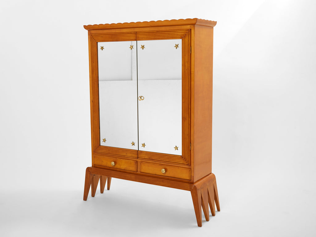 Osvaldo Borsani cherry wood mirrored bar cabinet for ABV 1940
