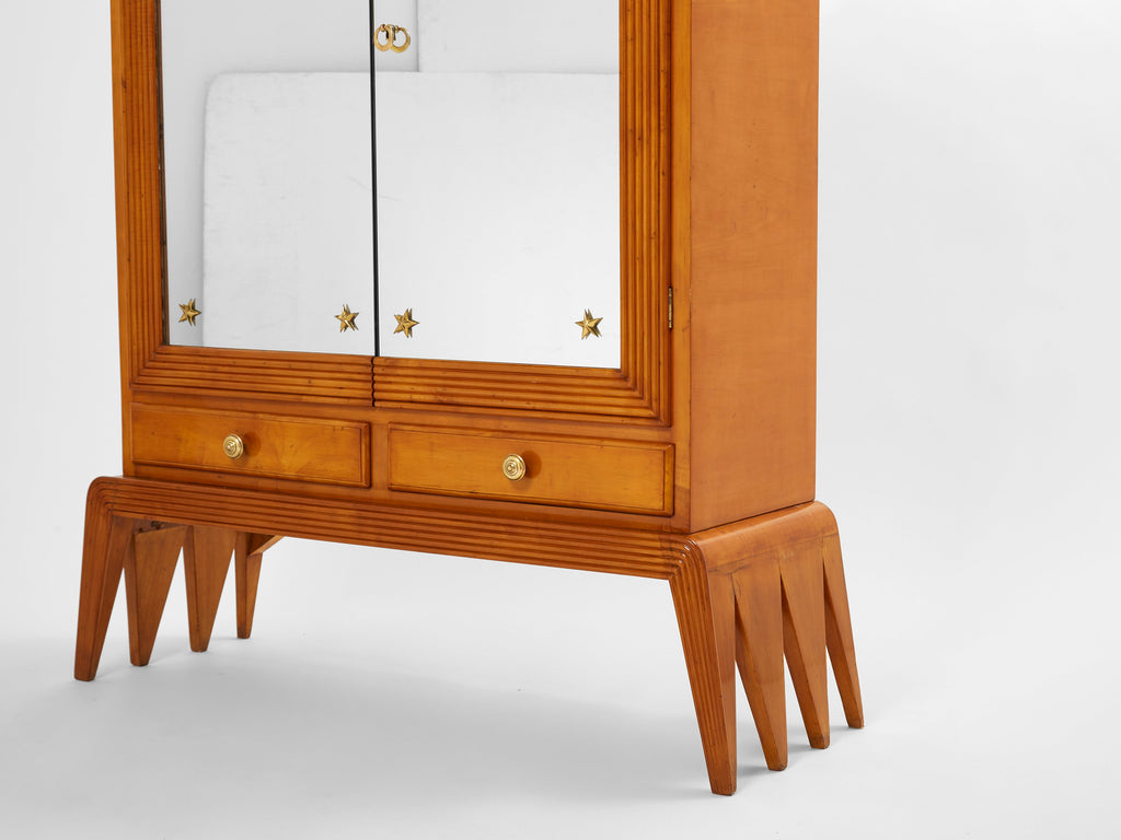 Osvaldo Borsani cherry wood mirrored bar cabinet for ABV 1940