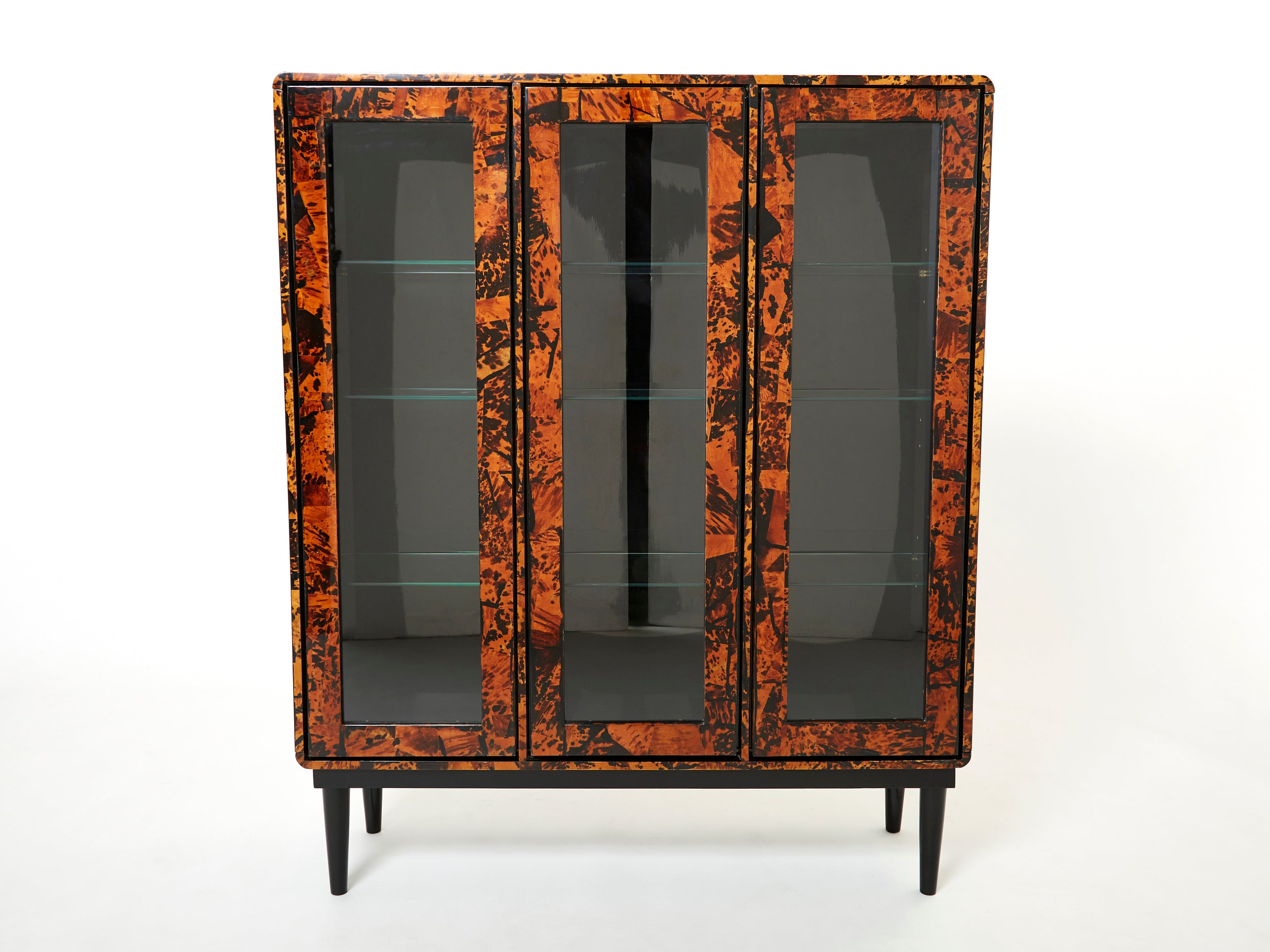 Unique Italian cabinet vitrine tortoise shells by Ottini Milano 1973