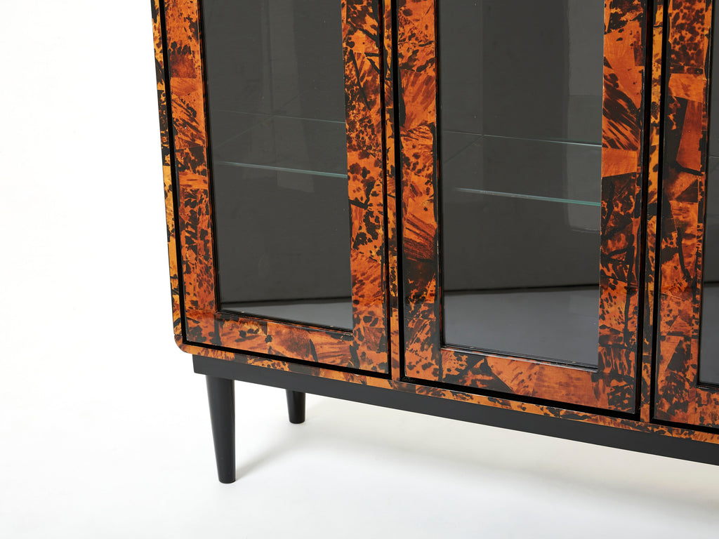 Unique Italian cabinet vitrine tortoise shells by Ottini Milano 1973