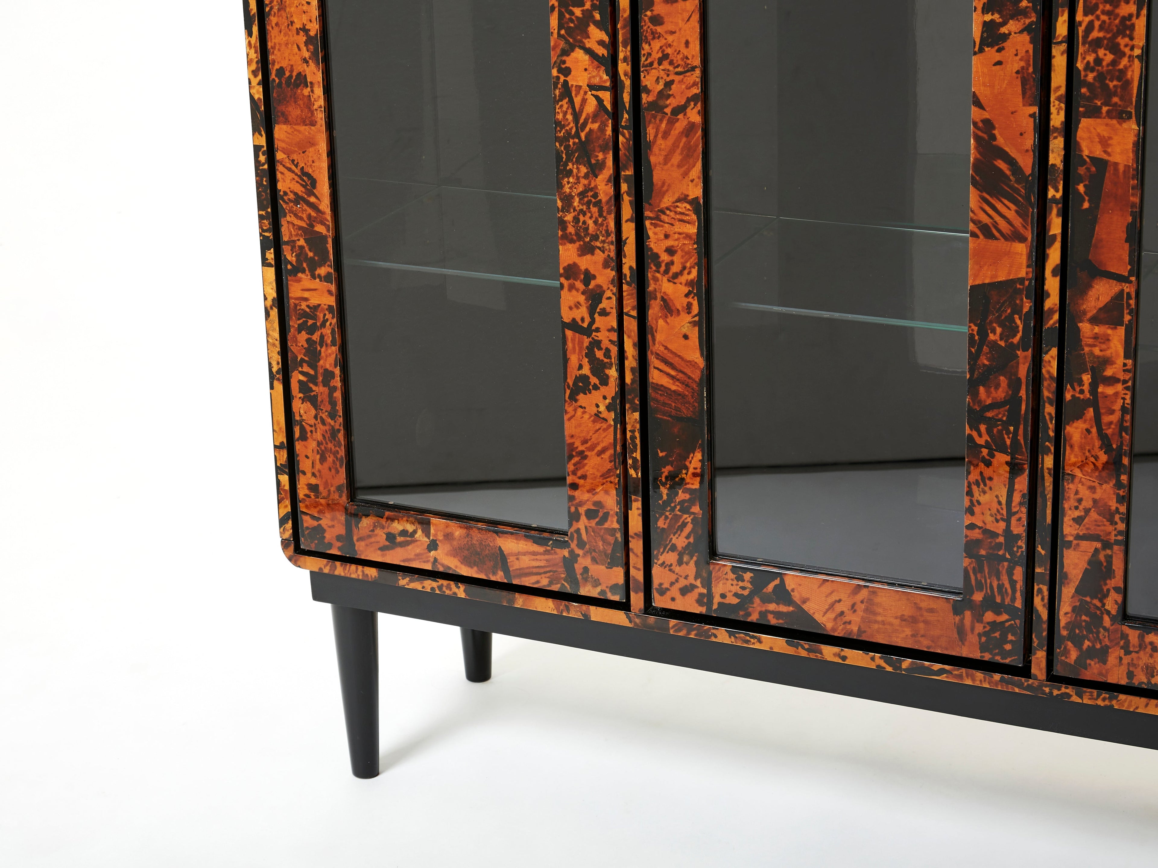 Unique Italian cabinet vitrine tortoise shells by Ottini Milano 1973