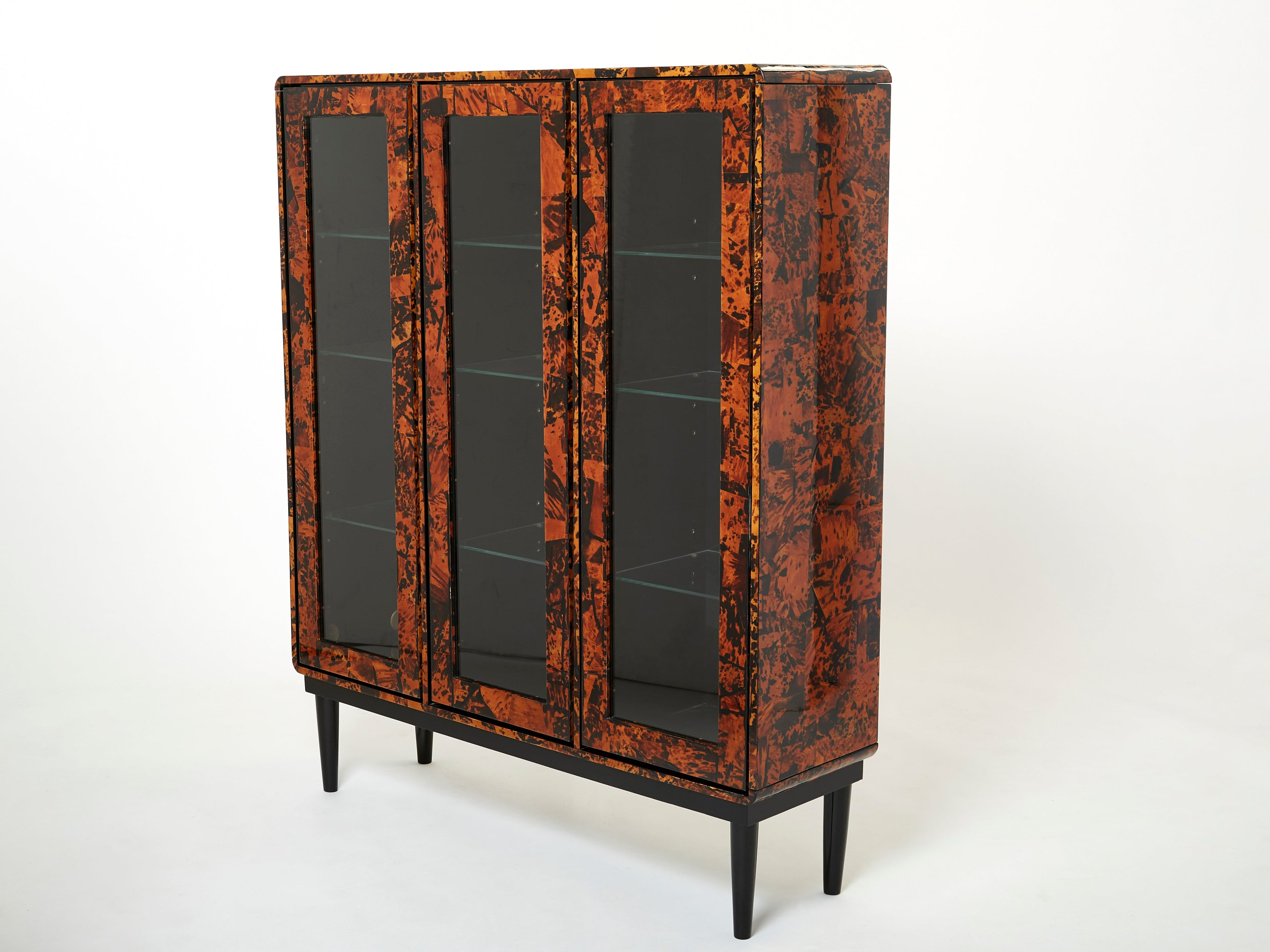 Unique Italian cabinet vitrine tortoise shells by Ottini Milano 1973
