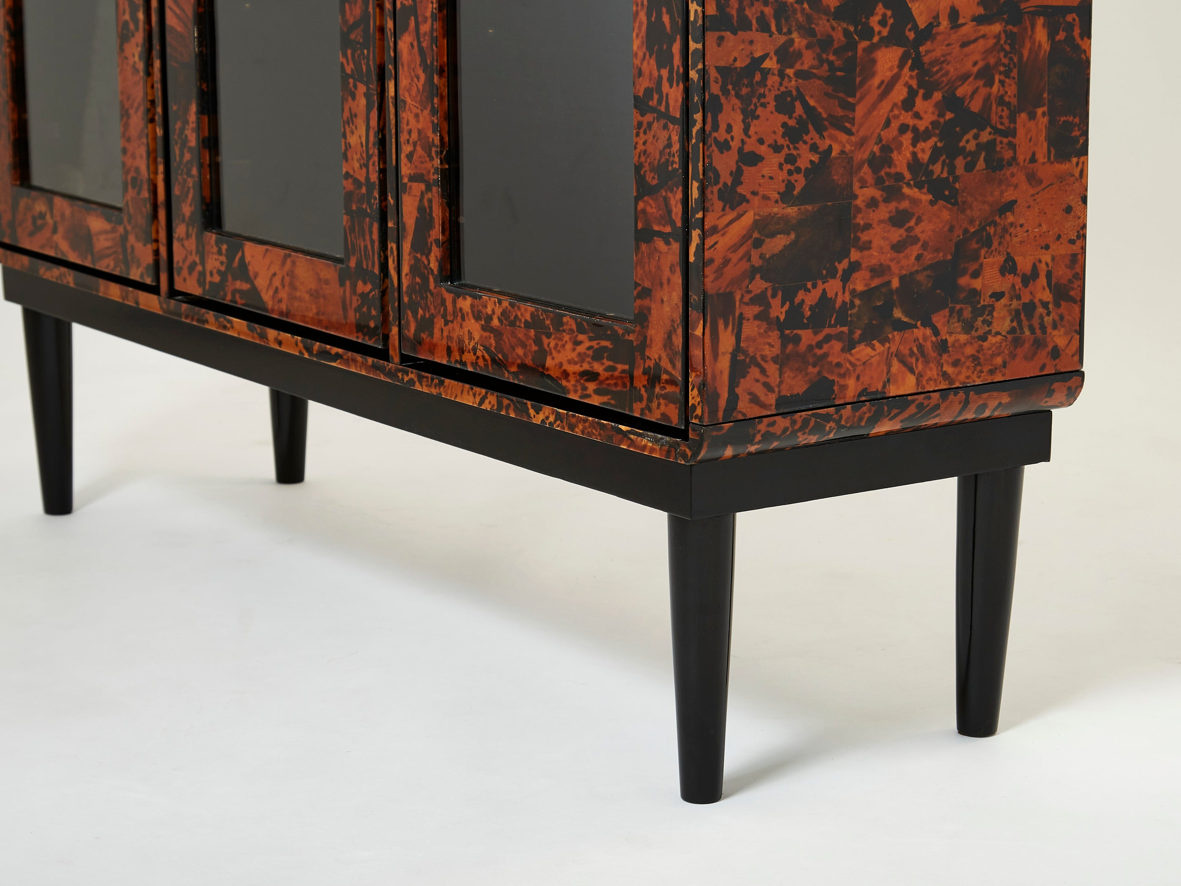 Unique Italian cabinet vitrine tortoise shells by Ottini Milano 1973