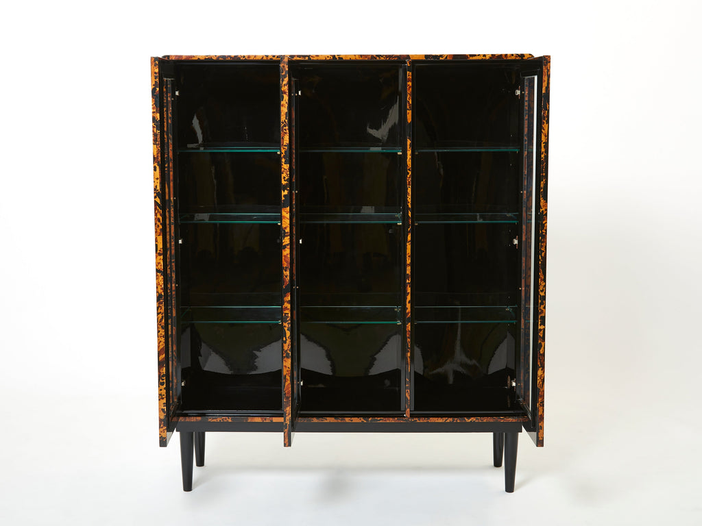 Unique Italian cabinet vitrine tortoise shells by Ottini Milano 1973