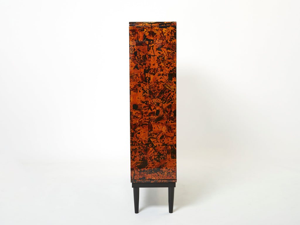 Unique Italian cabinet vitrine tortoise shells by Ottini Milano 1973