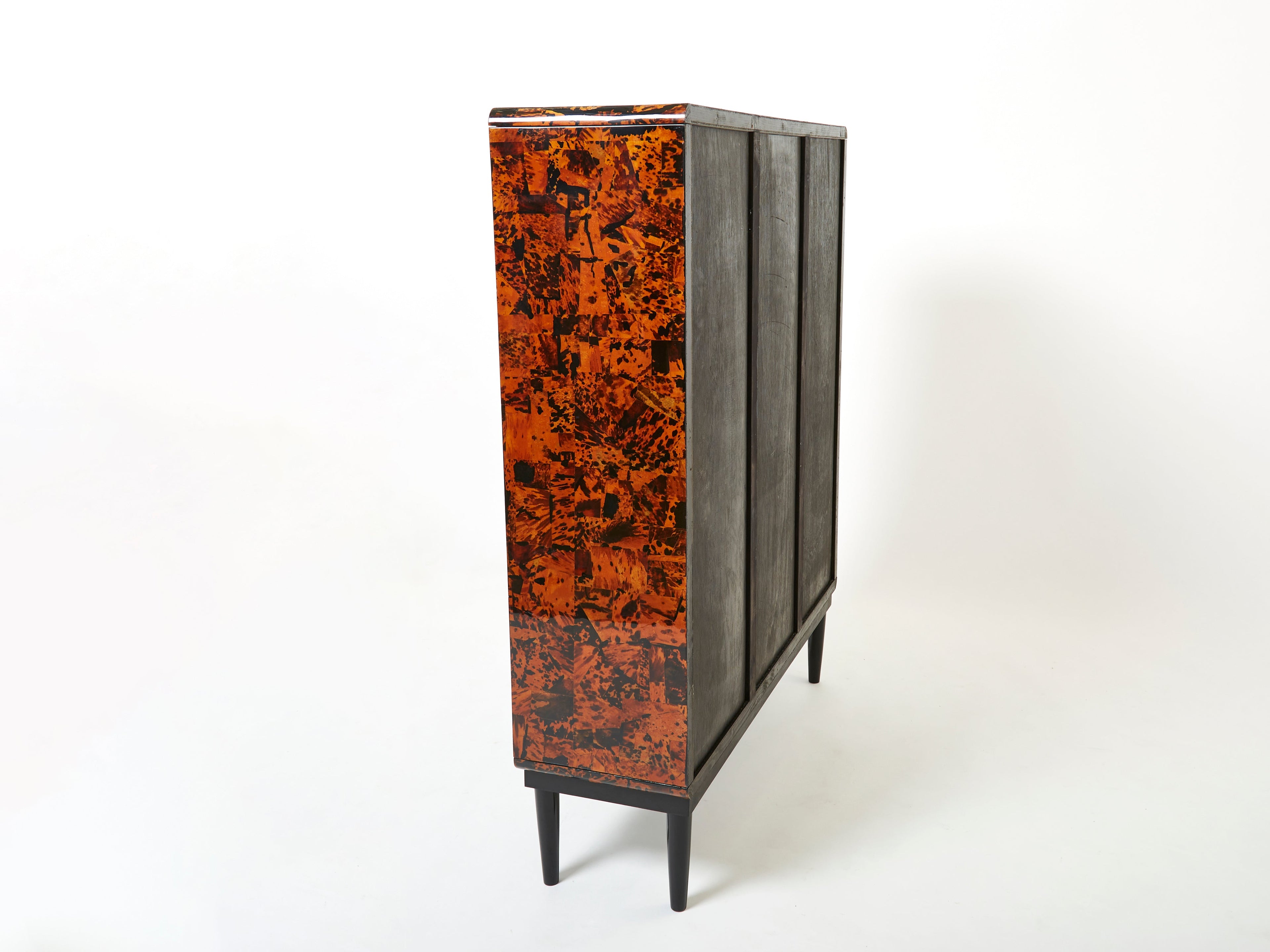 Unique Italian cabinet vitrine tortoise shells by Ottini Milano 1973