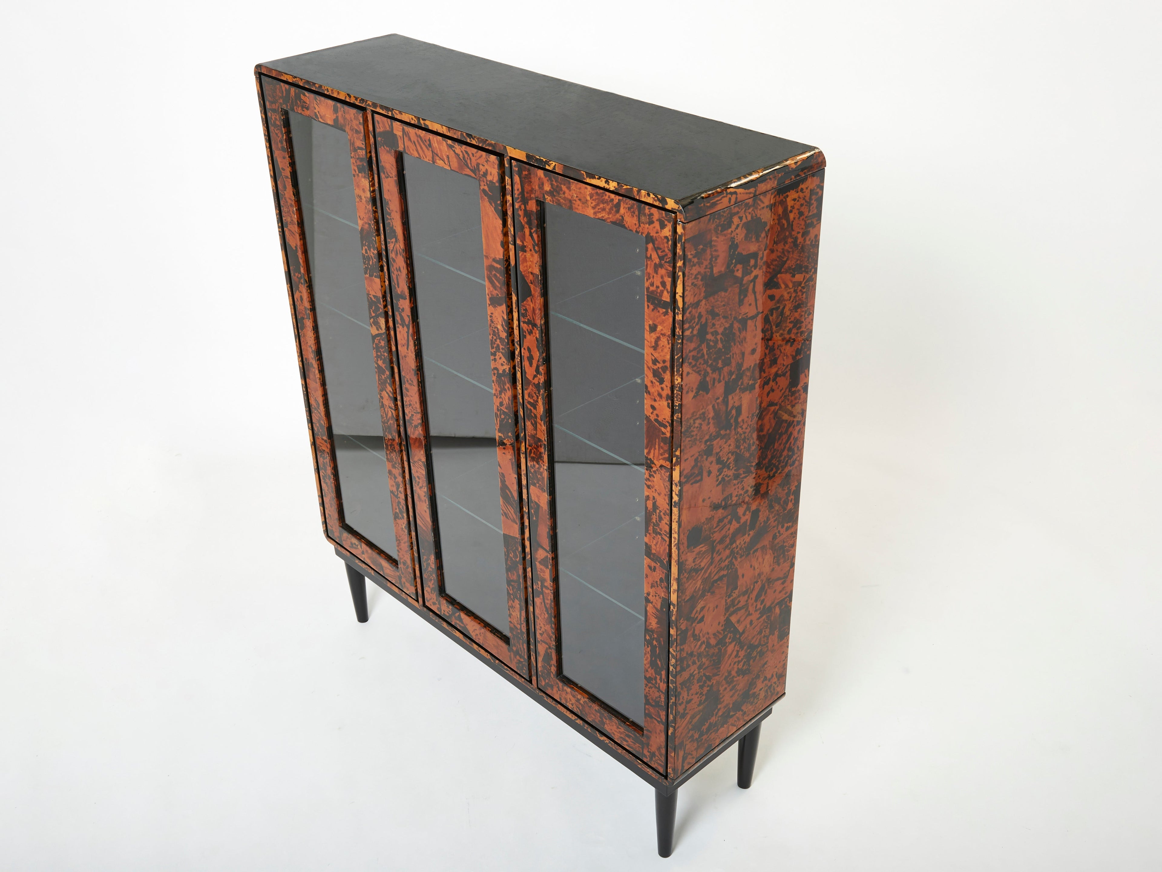 Unique Italian cabinet vitrine tortoise shells by Ottini Milano 1973