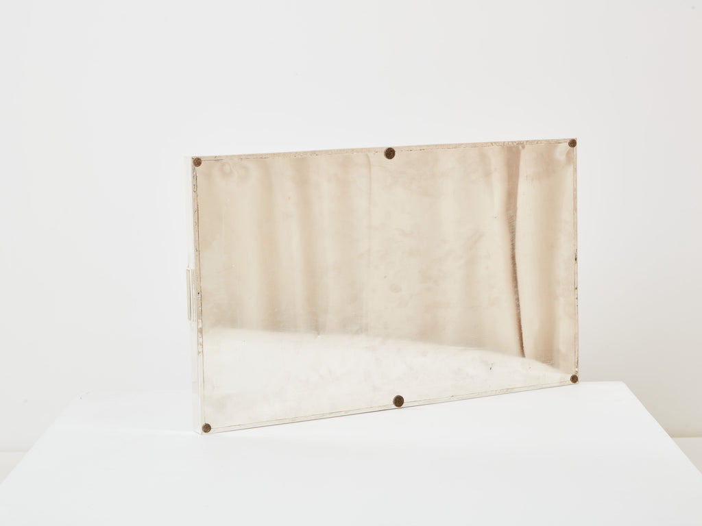 Pair of French Art deco modernist silver-plated trays 1940s