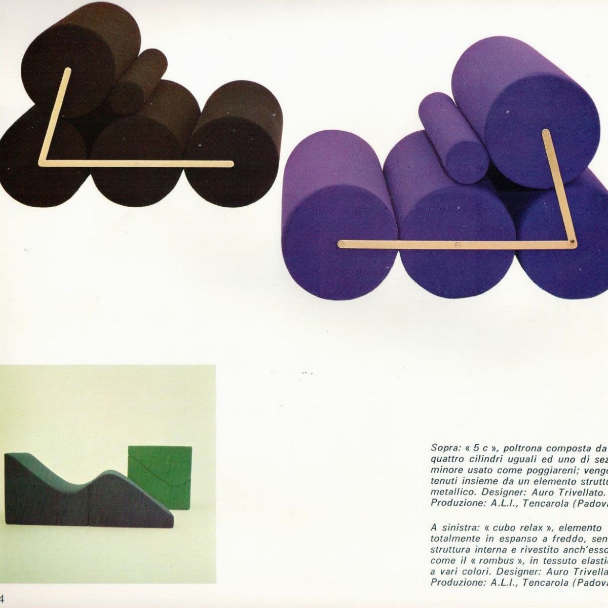 Pair of armchairs by Auro Trivellato for A.L.I. black velvet 1972