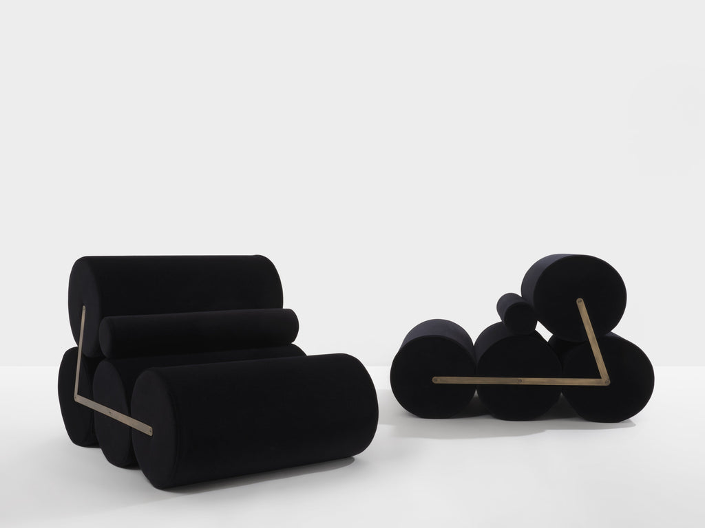 Pair of armchairs by Auro Trivellato for A.L.I. black velvet 1972