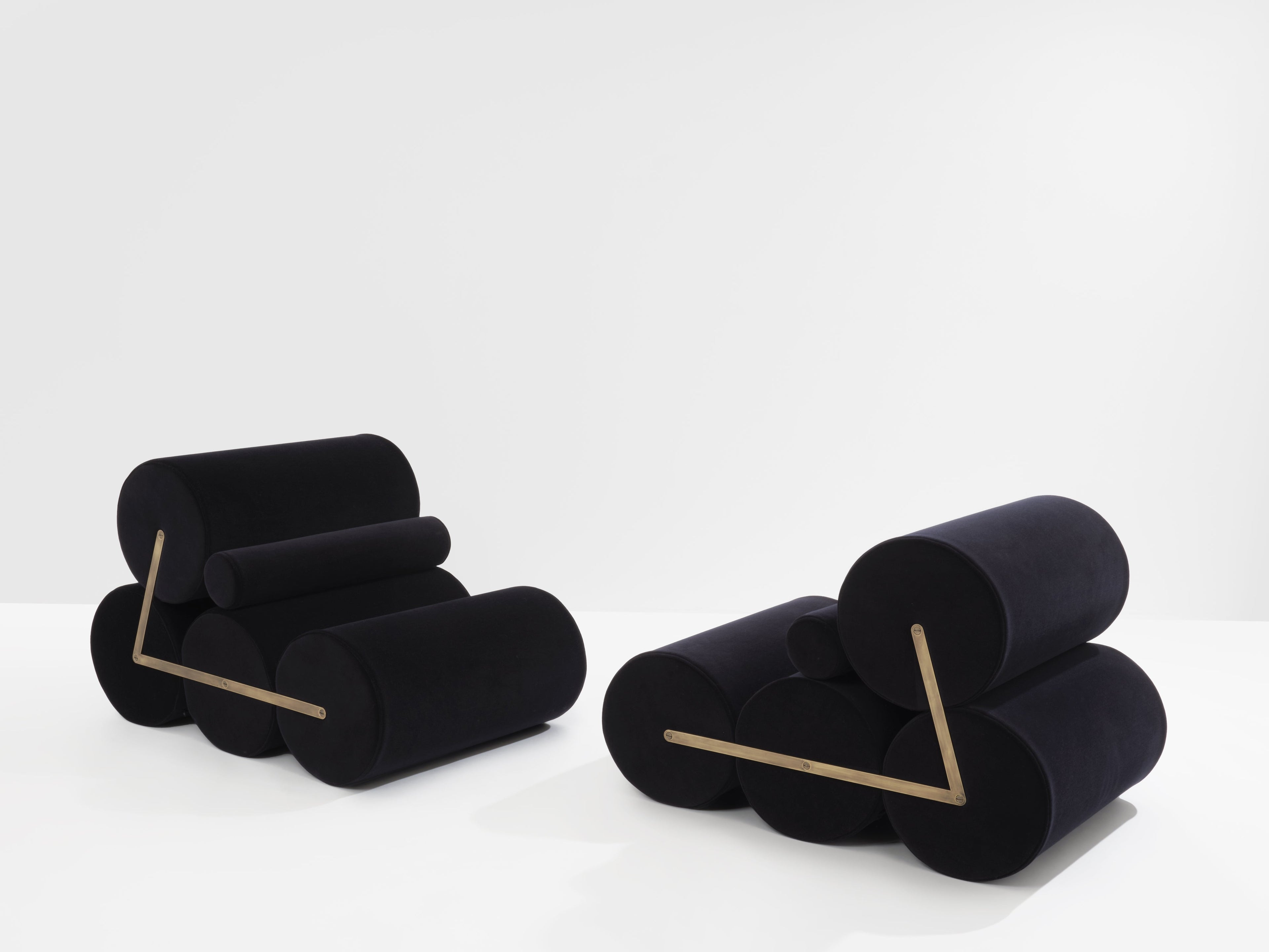 Pair of armchairs by Auro Trivellato for A.L.I. black velvet 1972
