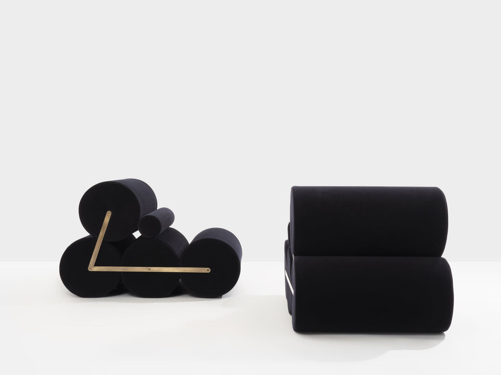 Pair of armchairs by Auro Trivellato for A.L.I. black velvet 1972