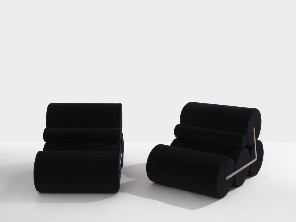 Pair of armchairs by Auro Trivellato for A.L.I. black velvet 1972