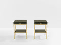 Pair of side tables green lacquer brass Guy Lefevre Maison Jansen 1970