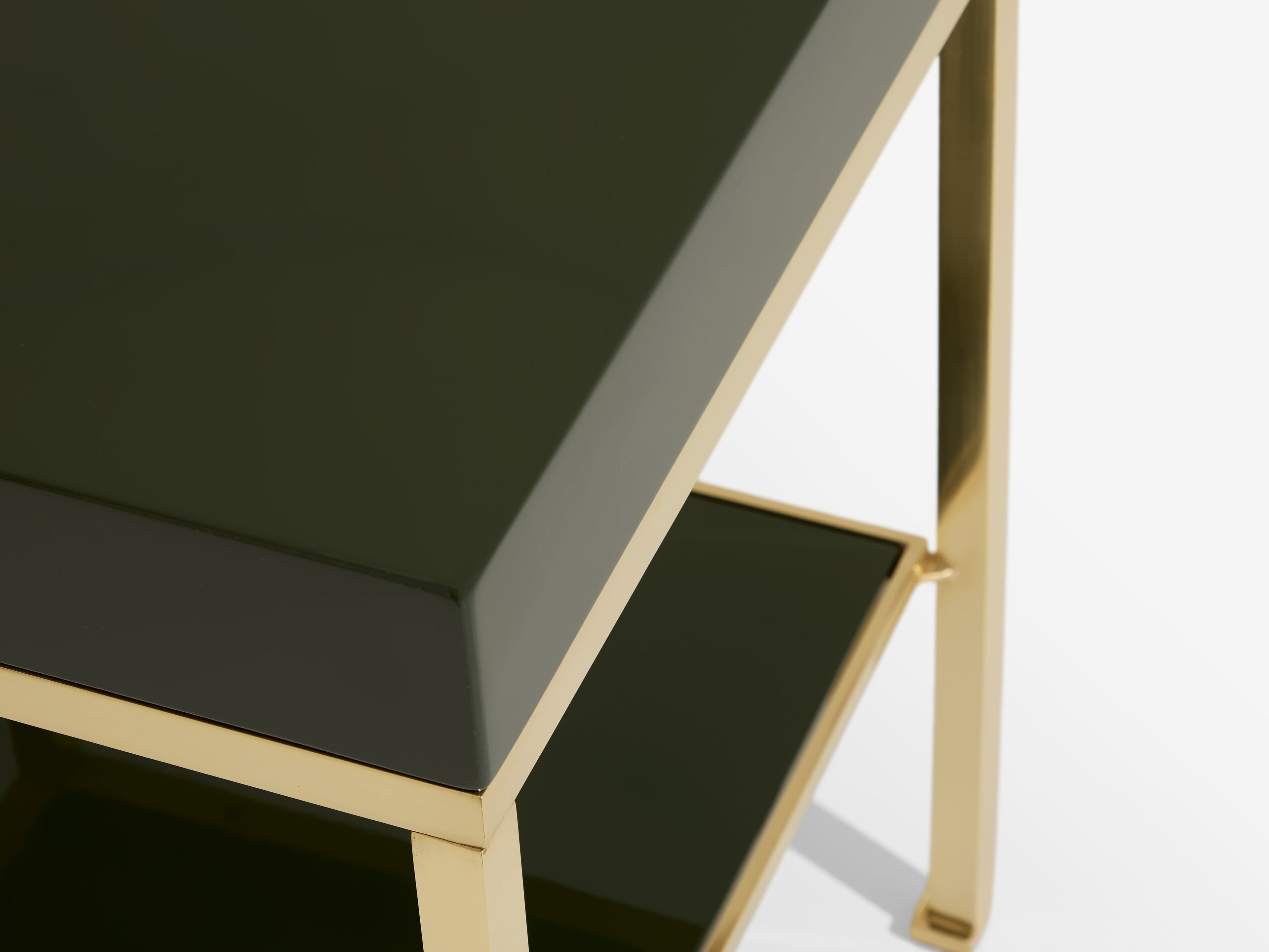 Pair of side tables green lacquer brass Guy Lefevre Maison Jansen 1970