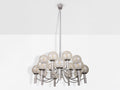Pair of unique Veronese chandeliers 65 inches steel Murano glass 1970