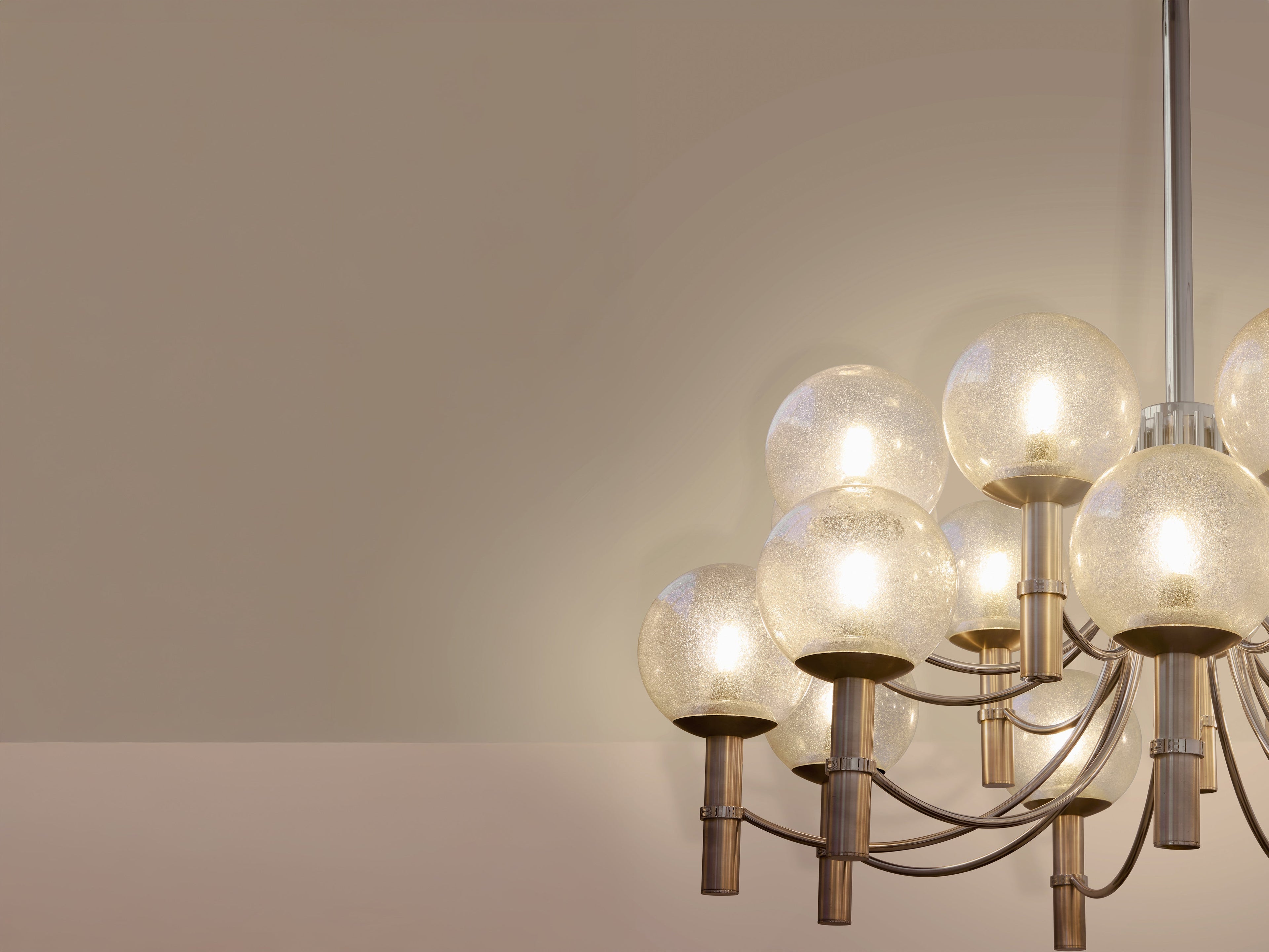 Pair of unique Veronese chandeliers 65 inches steel Murano glass 1970