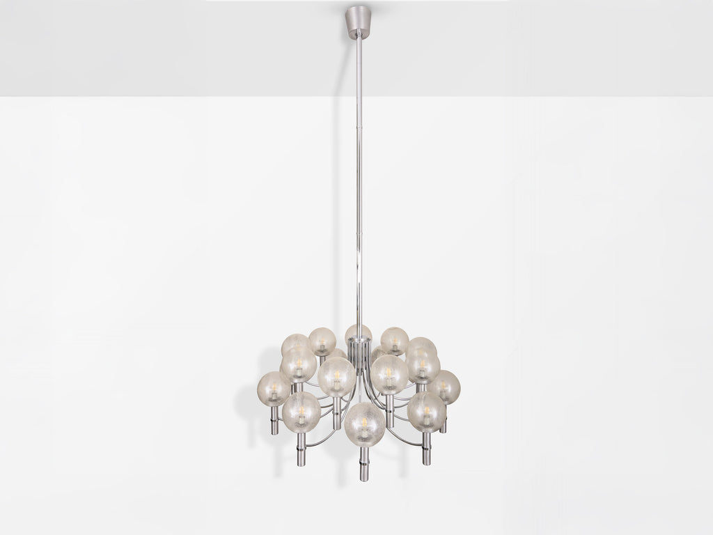 Pair of unique Veronese chandeliers 65 inches steel Murano glass 1970