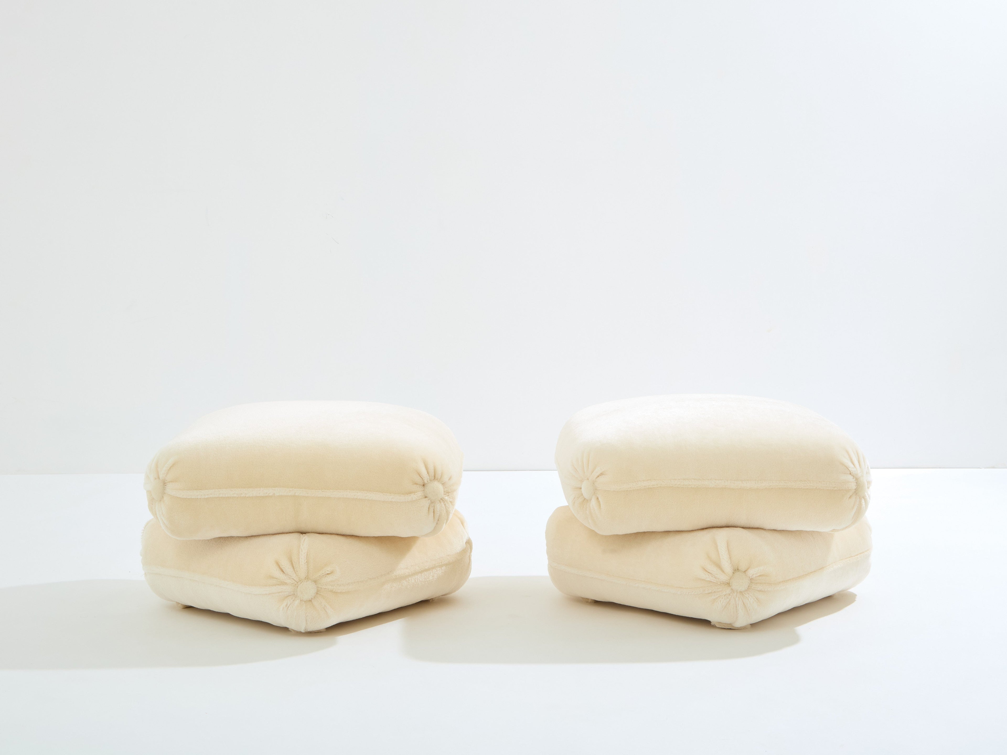 Jacques Charpentier for Maison Jansen pair of ottomans mohair velvet 1970s