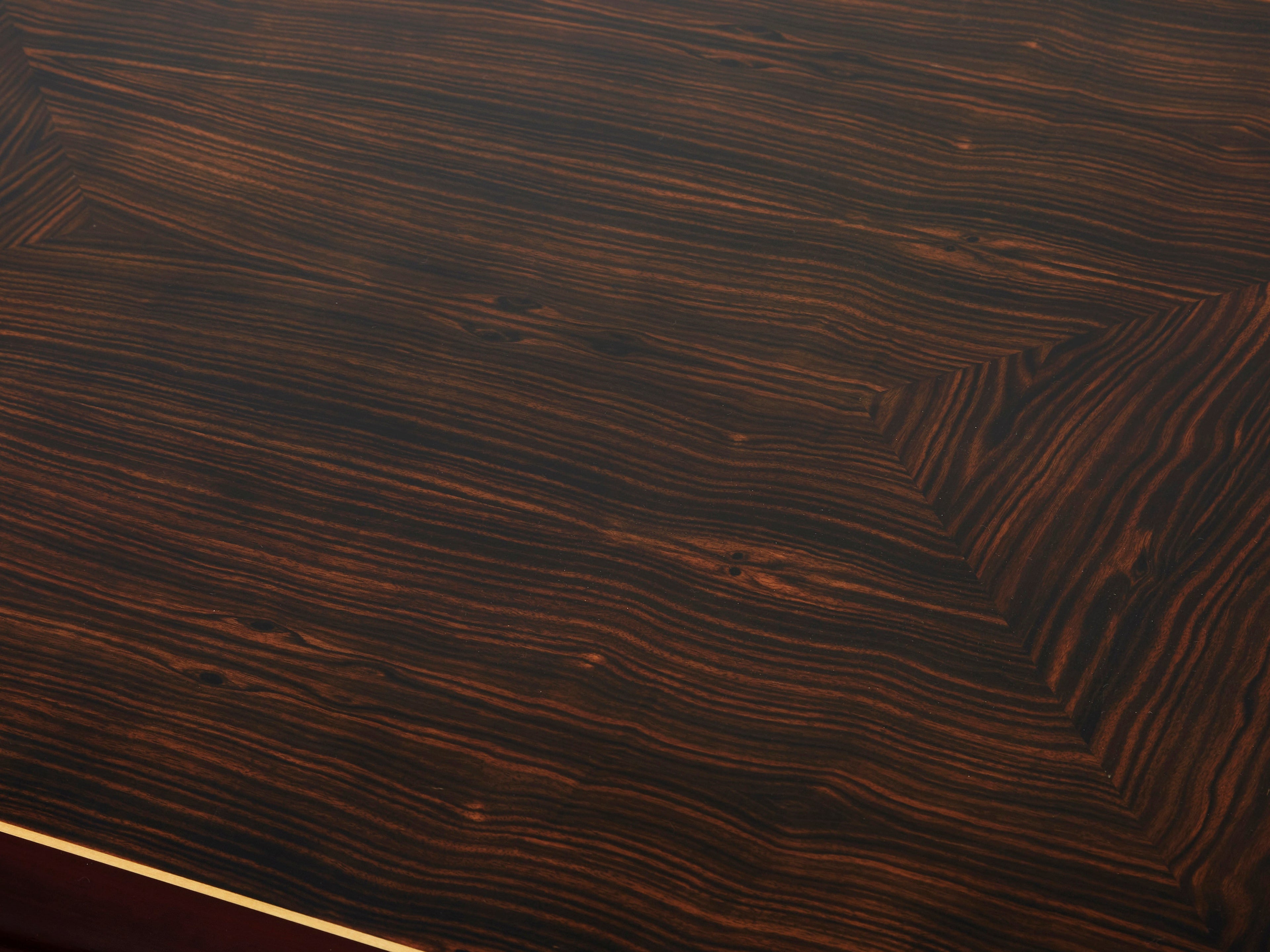 Paolo Barracchia macassar ebony marquetry brass coffee table 1978