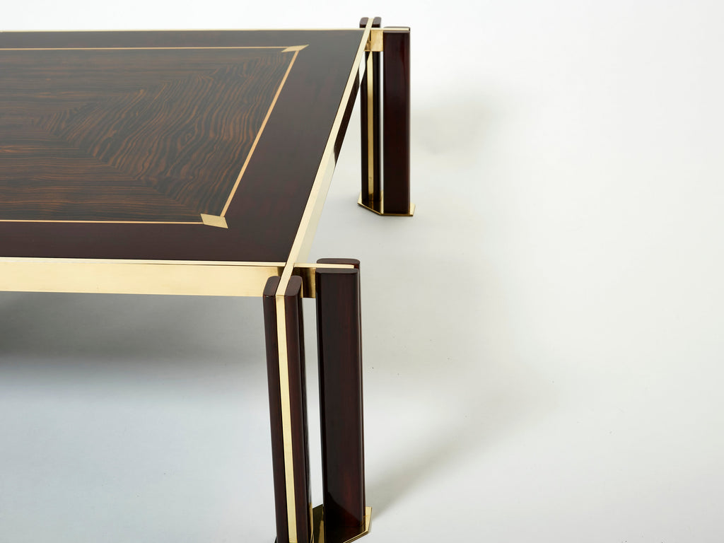 Paolo Barracchia macassar ebony marquetry brass coffee table 1978