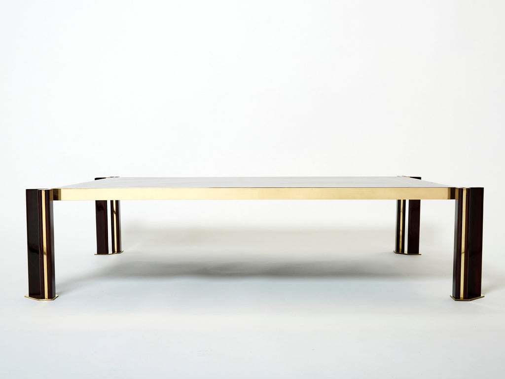 Paolo Barracchia macassar ebony marquetry brass coffee table 1978