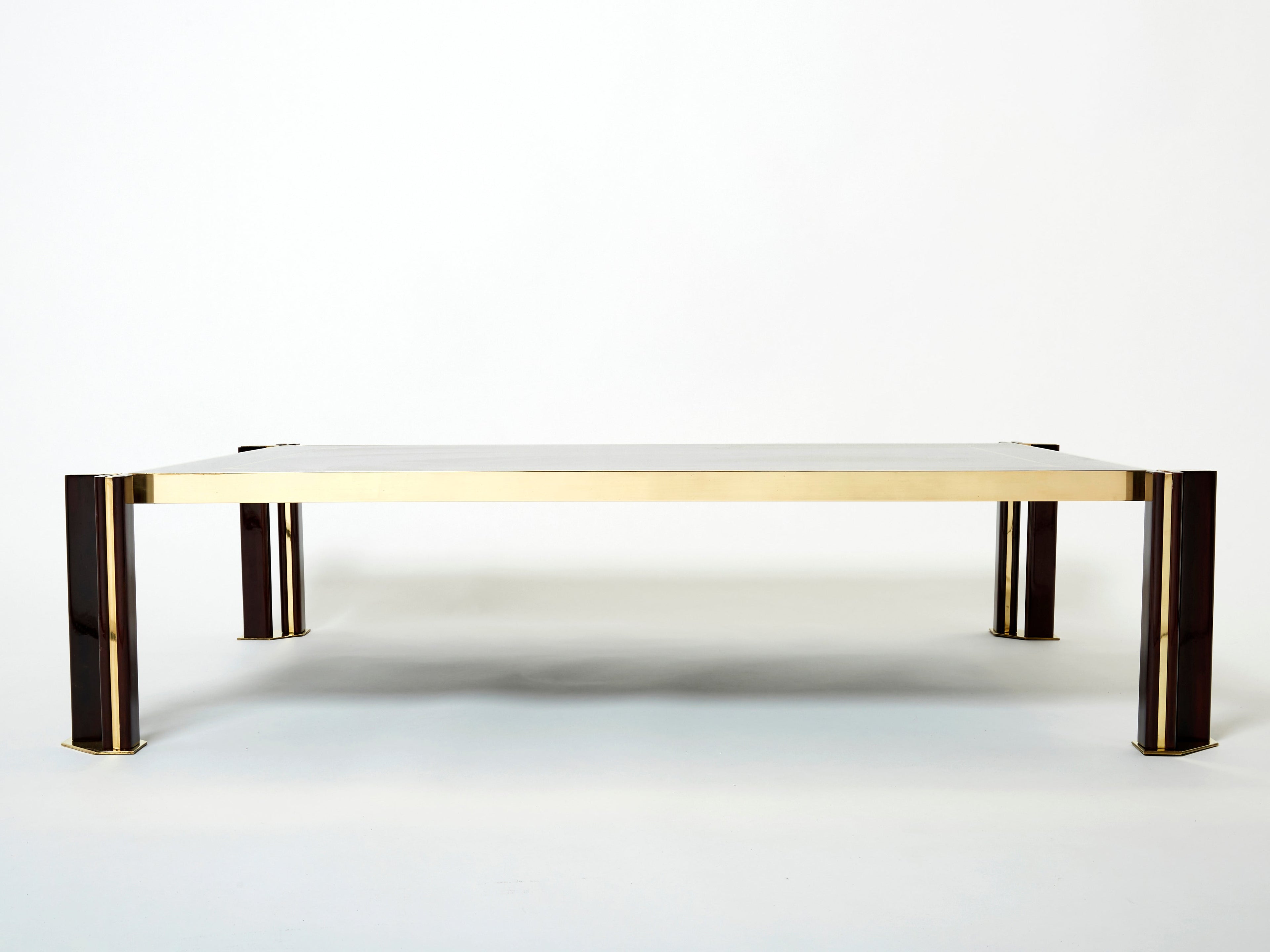 Paolo Barracchia macassar ebony marquetry brass coffee table 1978
