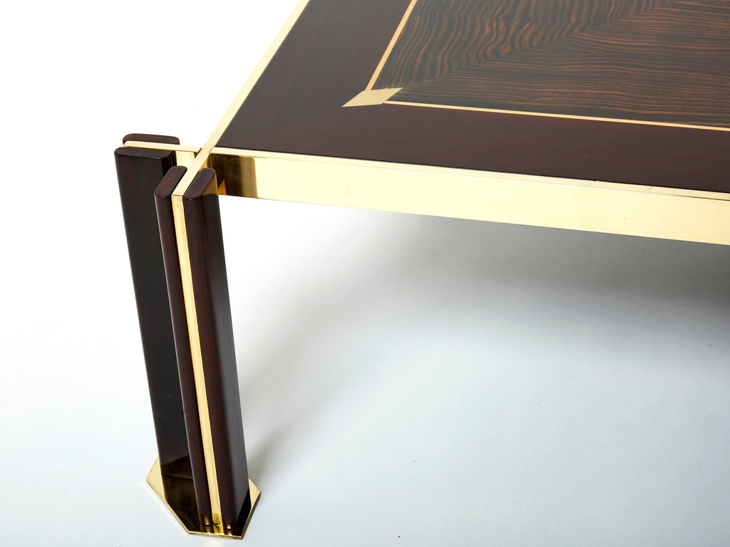 Paolo Barracchia macassar ebony marquetry brass coffee table 1978