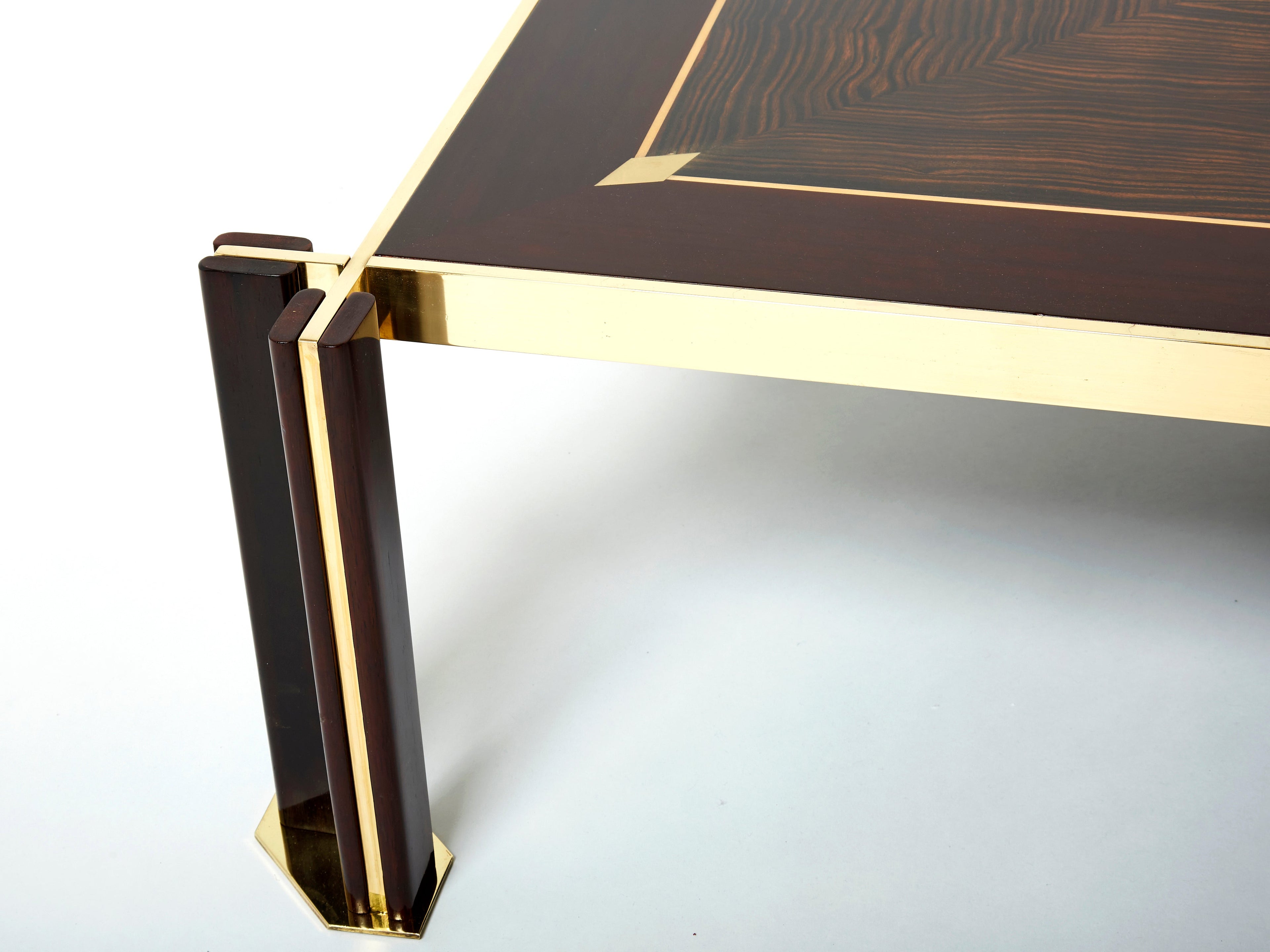 Paolo Barracchia macassar ebony marquetry brass coffee table 1978