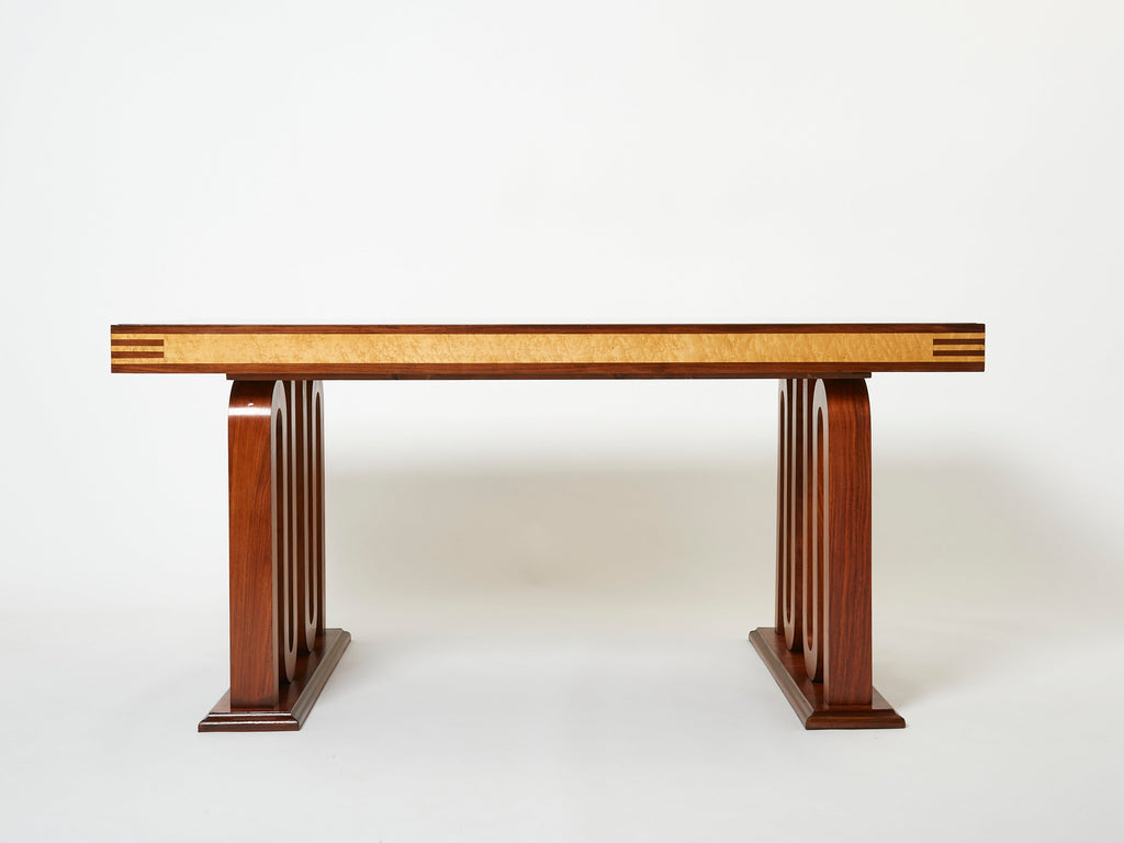 Paolo Buffa Italian rosewood maple black glass desk table 1940s