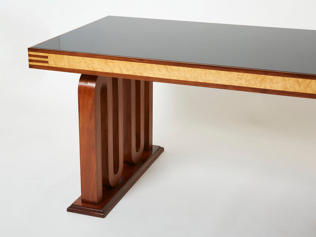 Paolo Buffa Italian rosewood maple black glass desk table 1940s