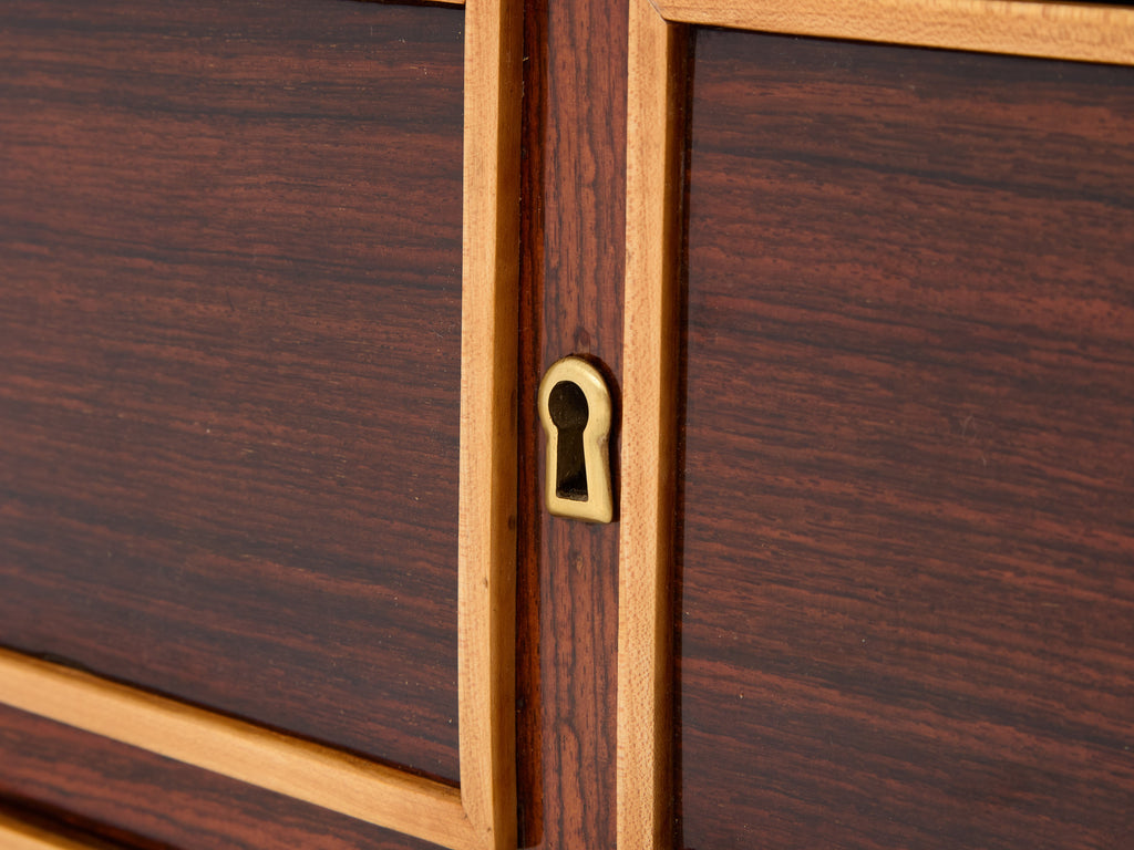Paolo Buffa rosewood sycamore and brass chest of drawers 1940s