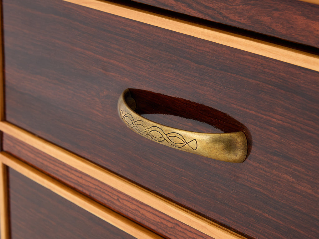Paolo Buffa rosewood sycamore and brass chest of drawers 1940s