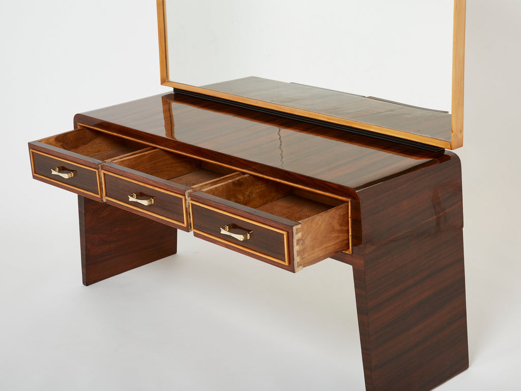 Paolo Buffa rosewood sycamore and brass console vanity 1940s