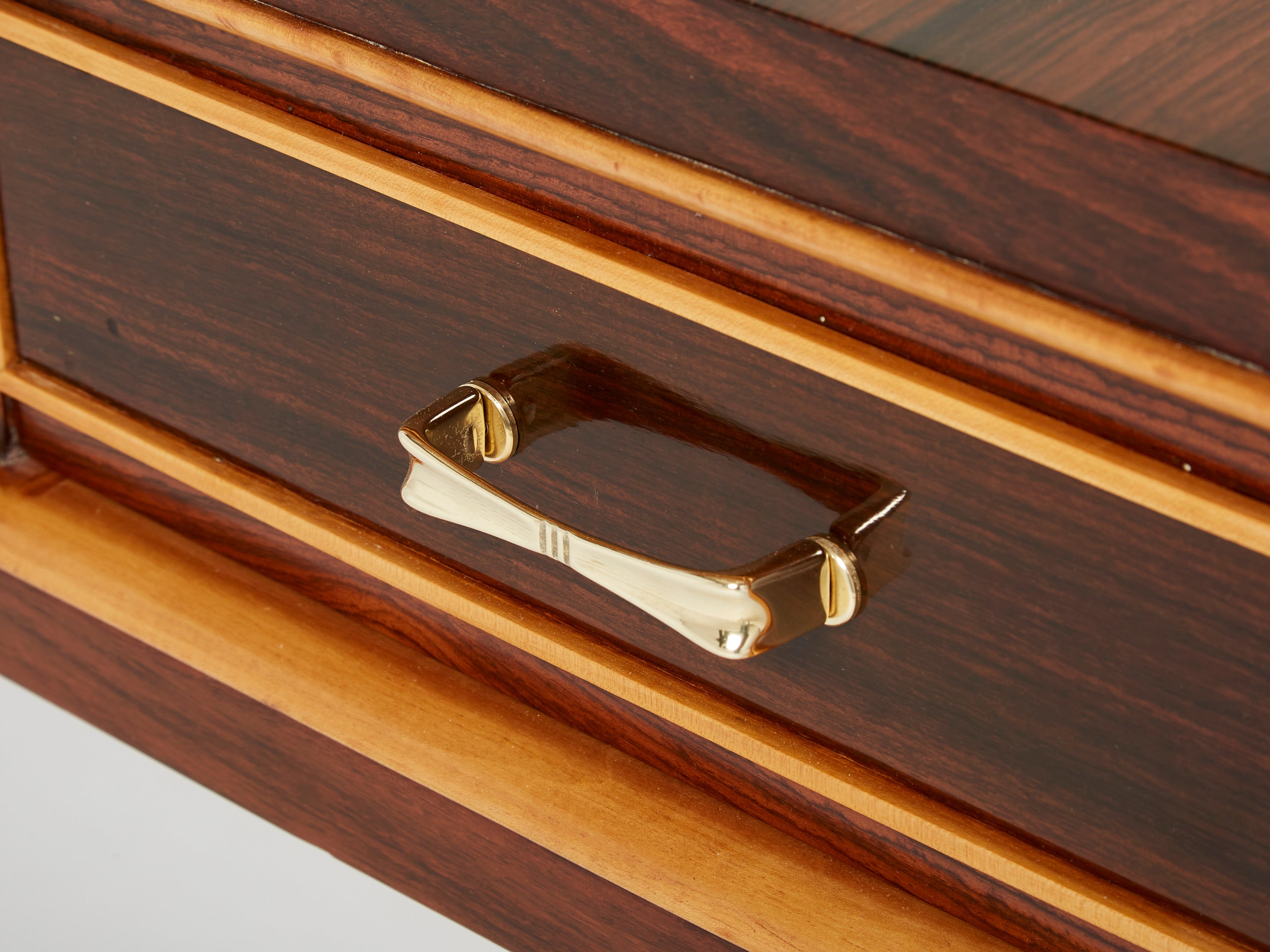 Paolo Buffa rosewood sycamore and brass console vanity 1940s