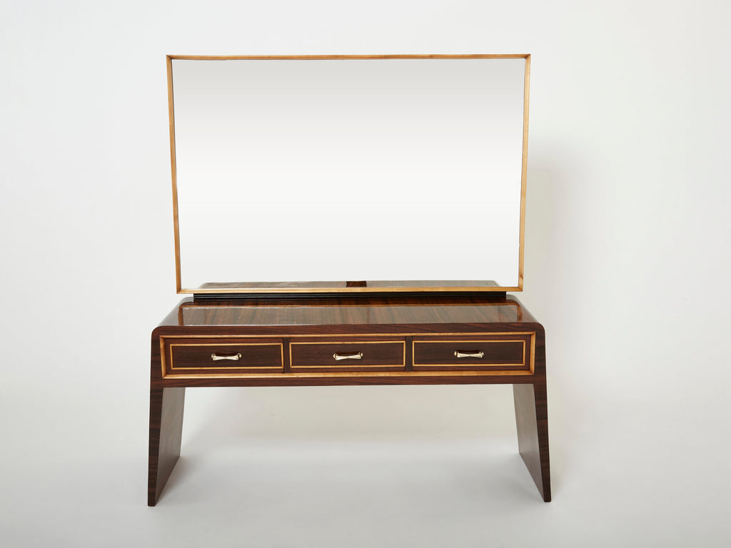 Paolo Buffa rosewood sycamore and brass console vanity 1940s