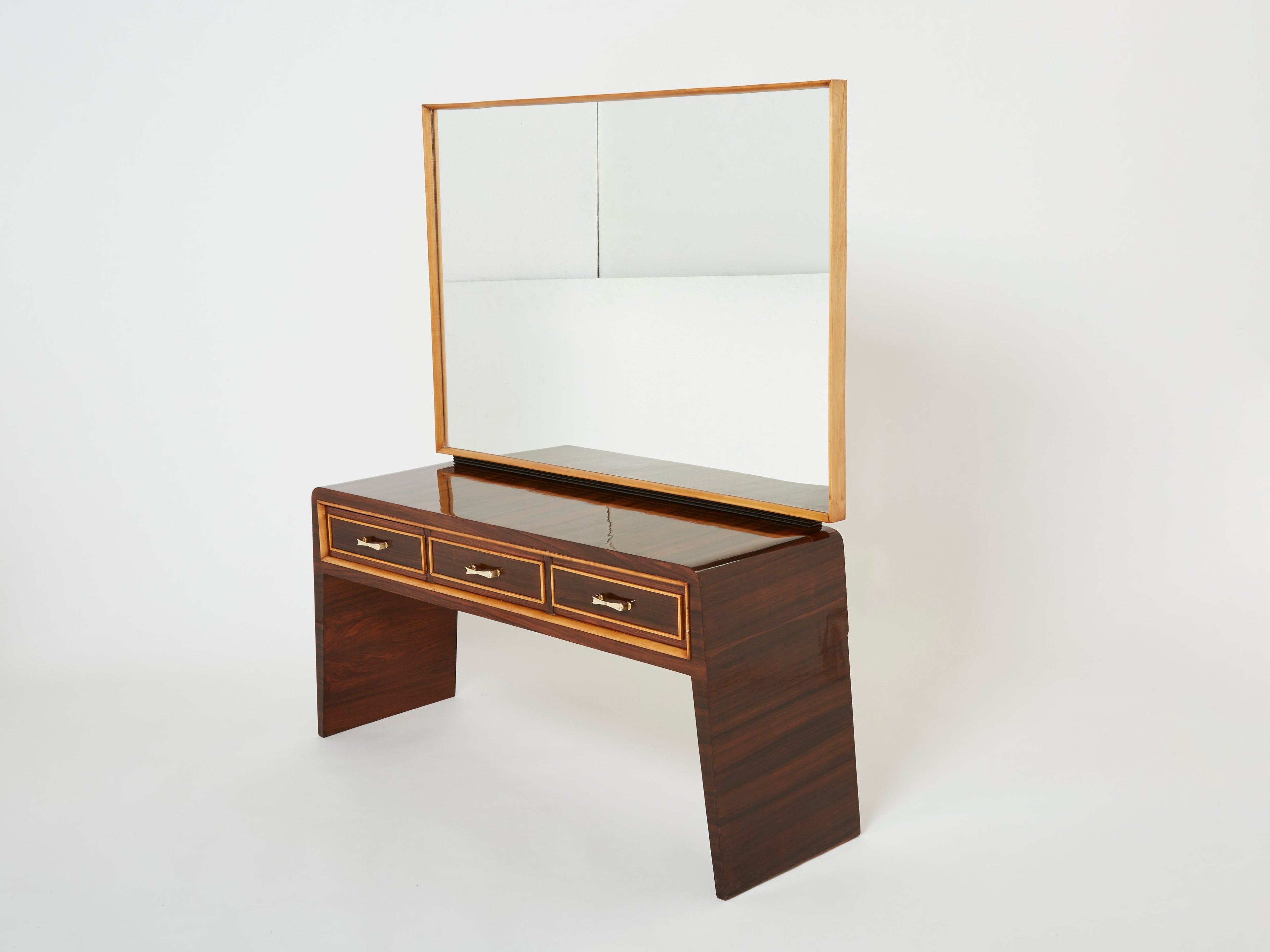 Paolo Buffa rosewood sycamore and brass console vanity 1940s