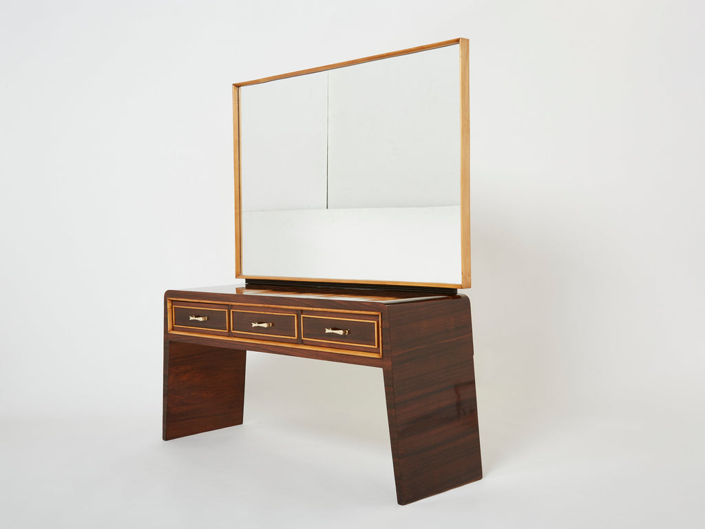 Paolo Buffa rosewood sycamore and brass console vanity 1940s
