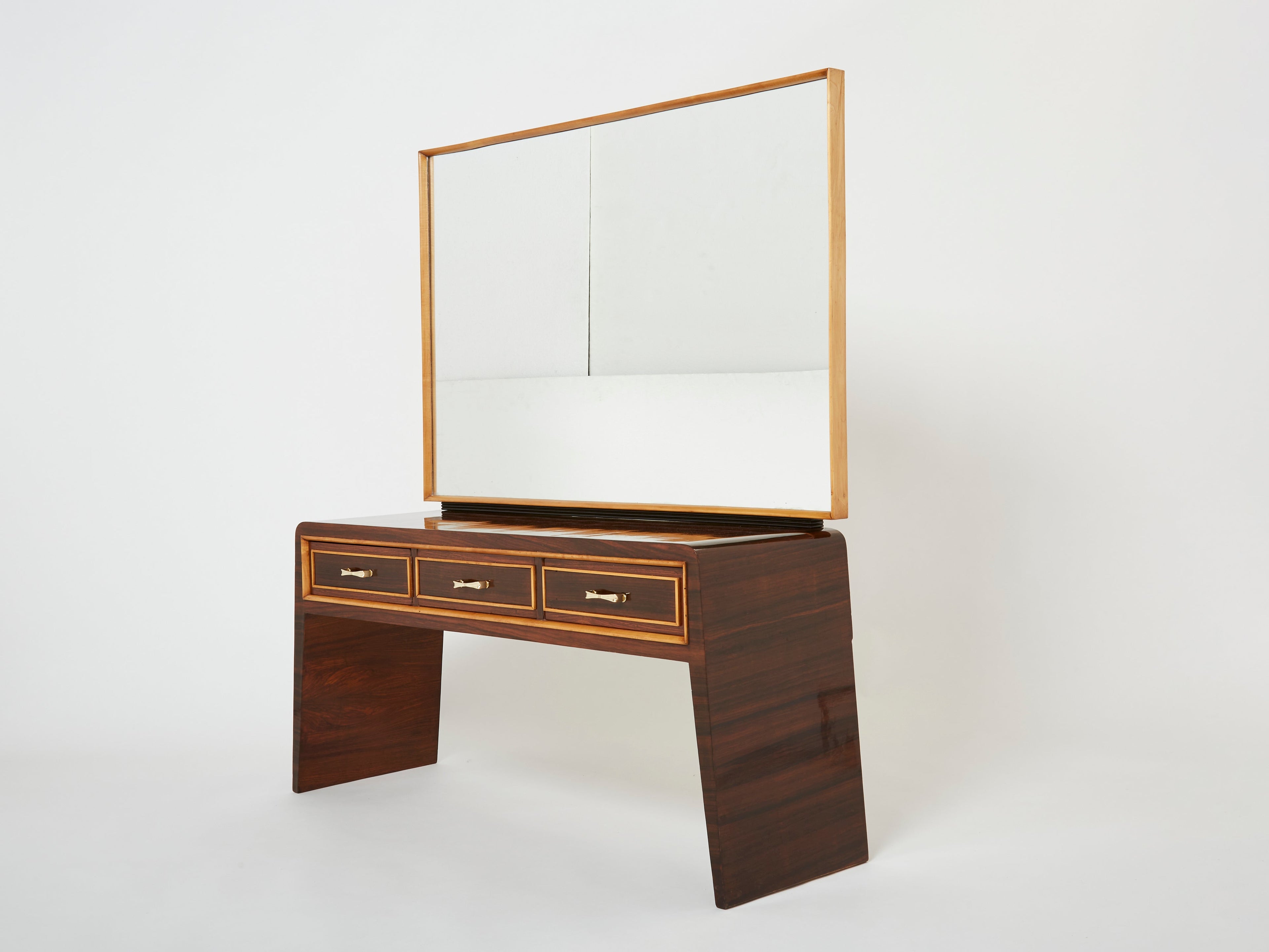 Paolo Buffa rosewood sycamore and brass console vanity 1940s