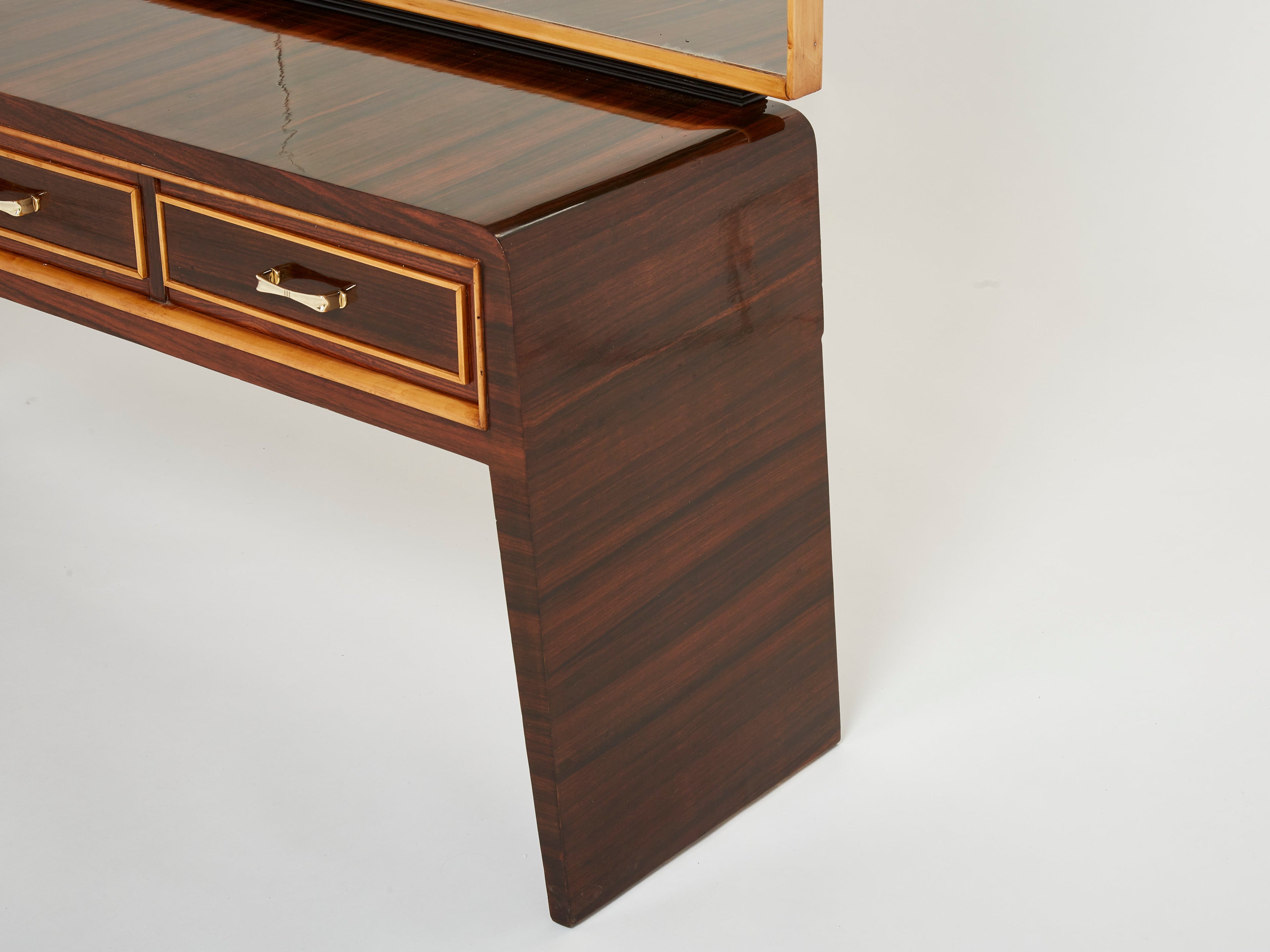 Paolo Buffa rosewood sycamore and brass console vanity 1940s