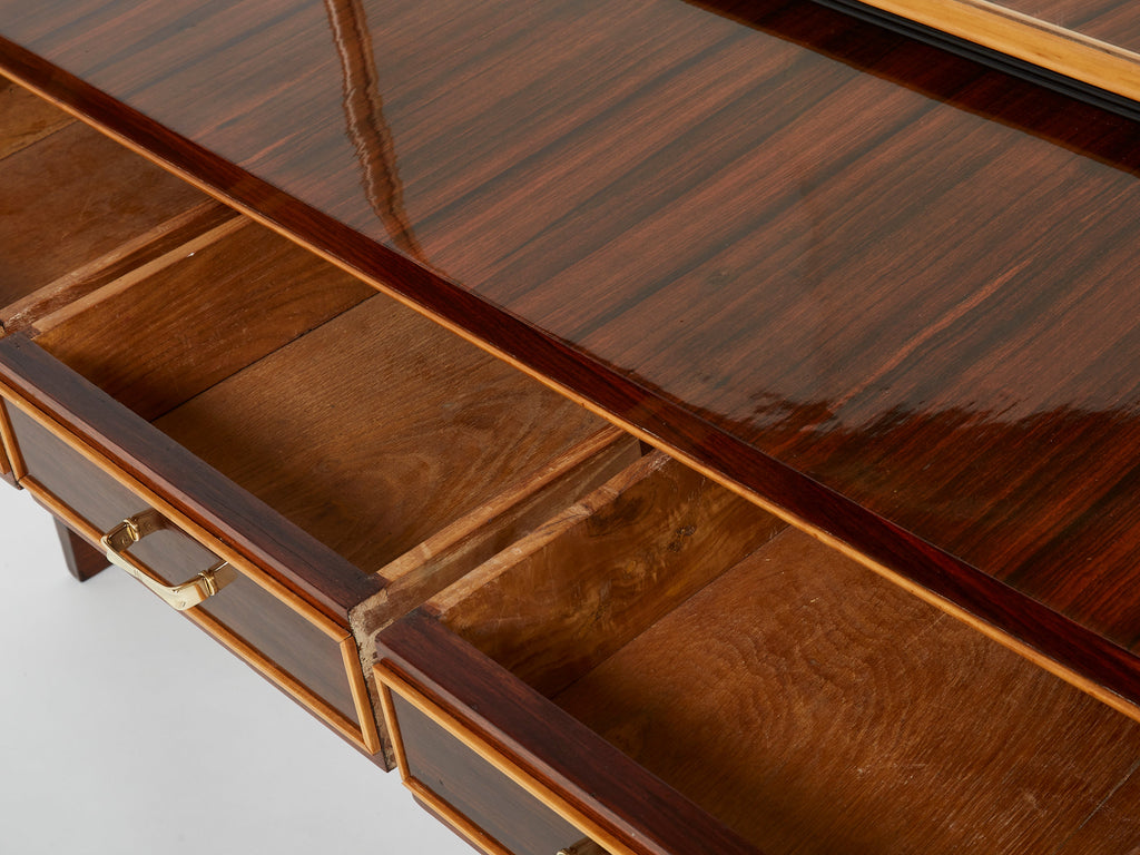 Paolo Buffa rosewood sycamore and brass console vanity 1940s